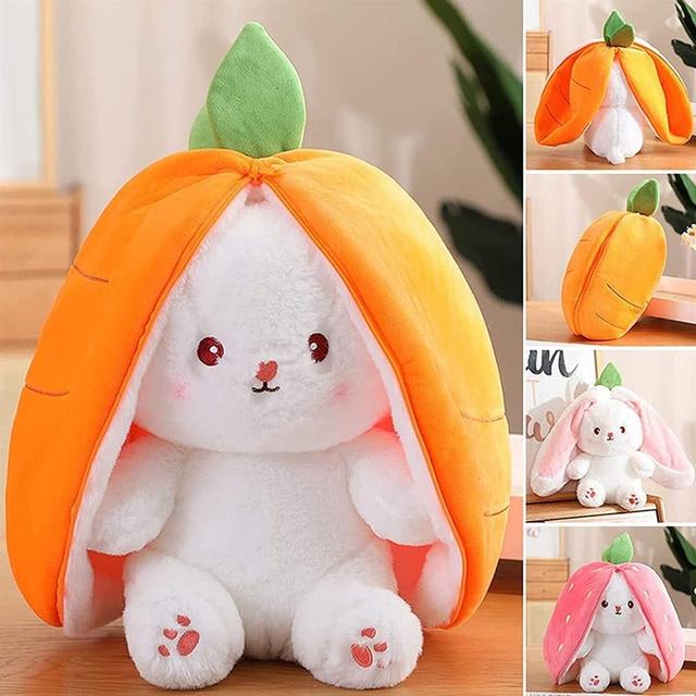 Rabbit Muppet Toys - Bunny Toy Carrot Plush With Zipper, Easter Bunny Plush Cute Strawberry Rabbit, Easter Reversible Strawberry Bunny Plush Doll Gift - SW1hZ2U6MTg0MTY5NQ==