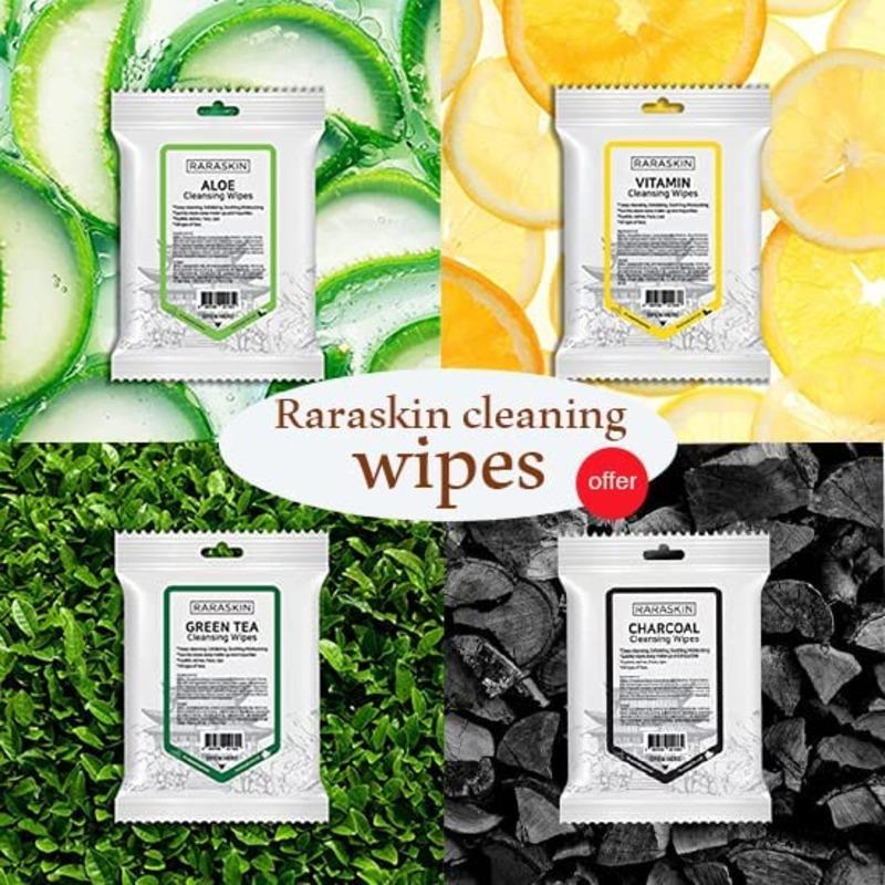 Raraskin Cleansing Wipes Gently Remove Makeup, Eliminate Impurities And Refresh The Skin (Pack Of 4)
