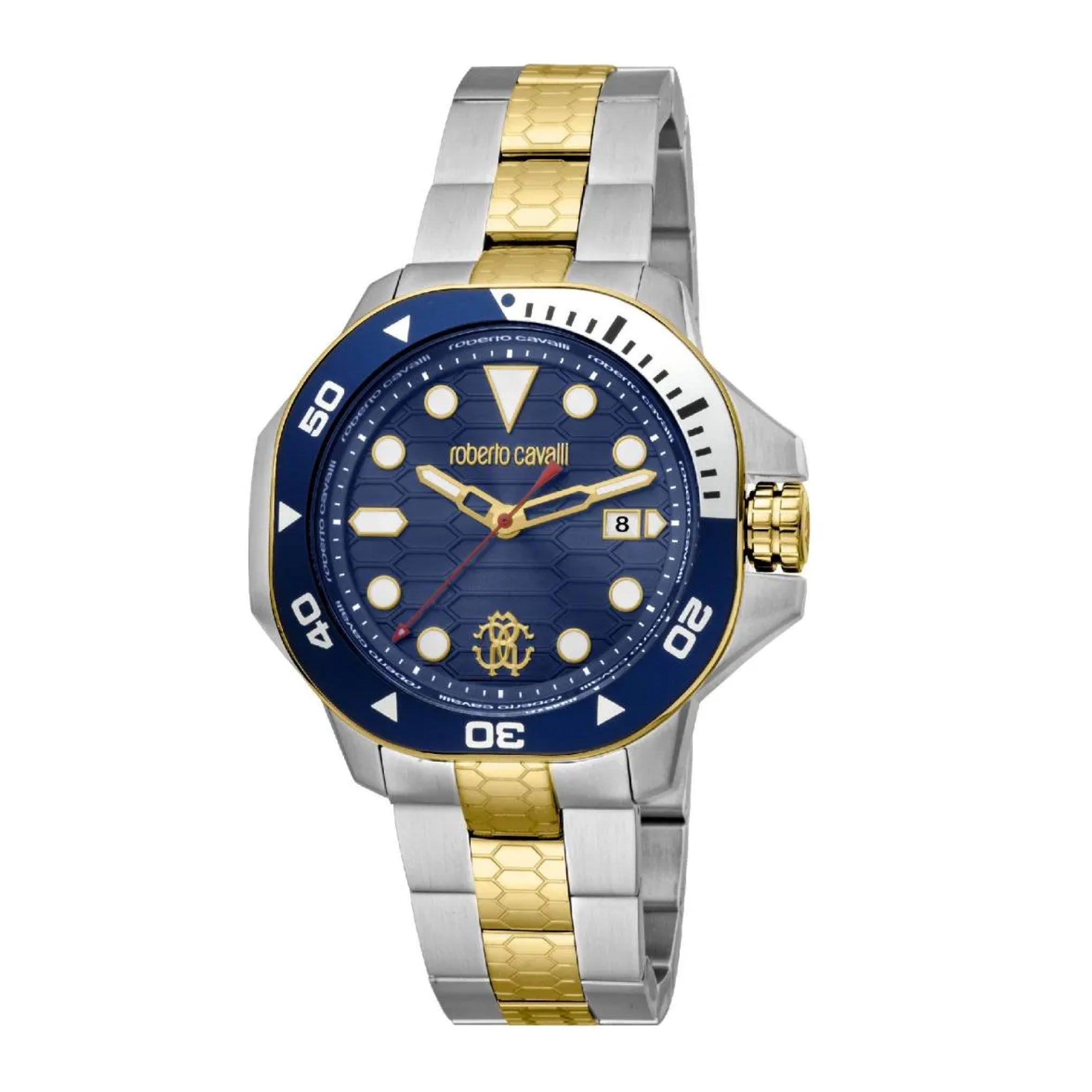 Roberto Cavalli Men's Spiccato Two Tone Silver & Gold Color Watch Rc5g044m0035