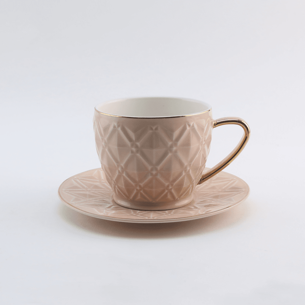 طقم اكواب بورسيلين 6 اكواب مع صحون وردي من روز Rose Porcelain Milk Cup and Saucer