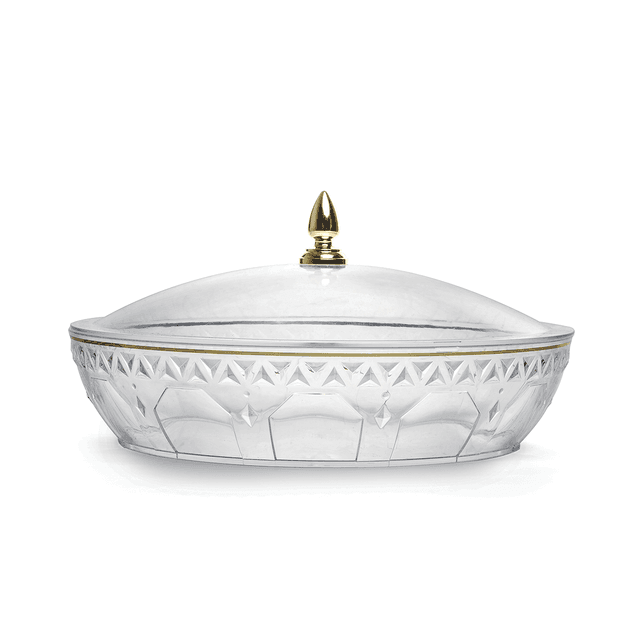 صحن تقديم حلويات بلاستيك 4 أقسام 30 سم شفاف من روز Rose Round Candy Bowl