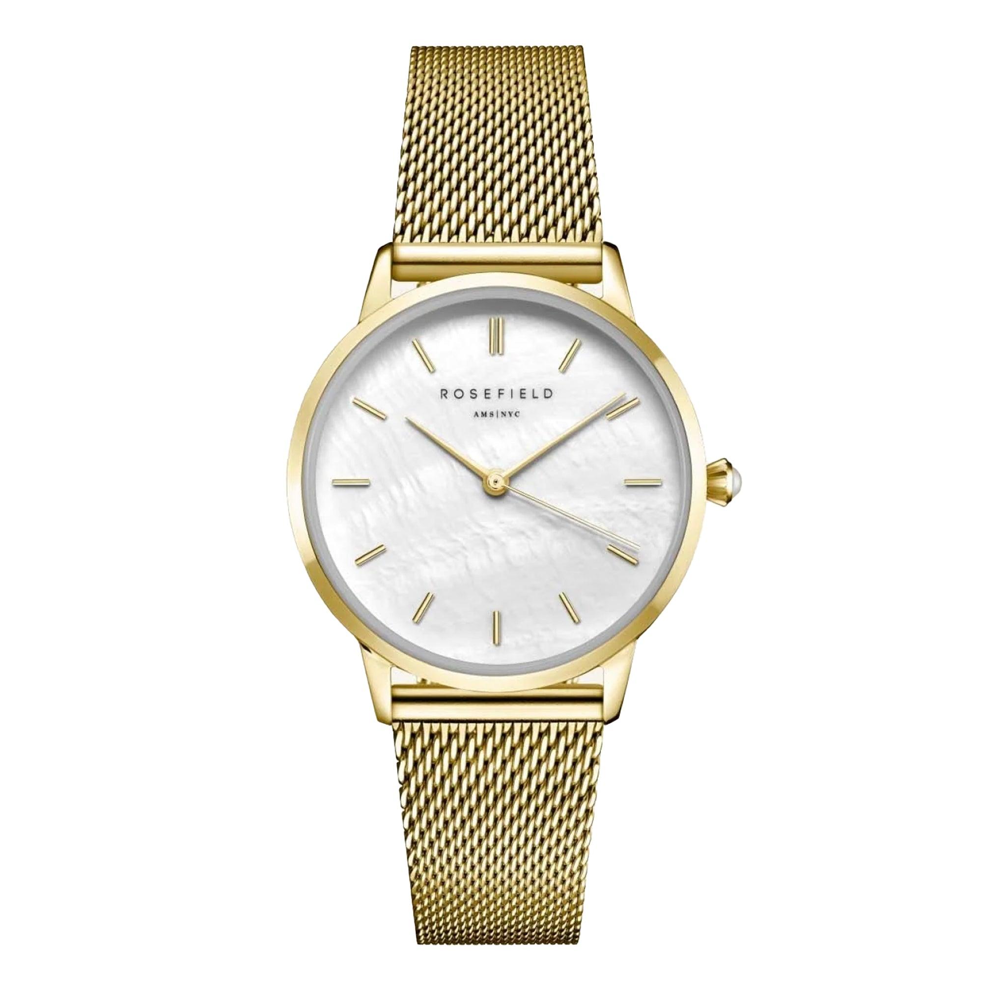 Rosefield The Pearl Watch With Metal Bracelet In Gold Color Rmgmg-R06