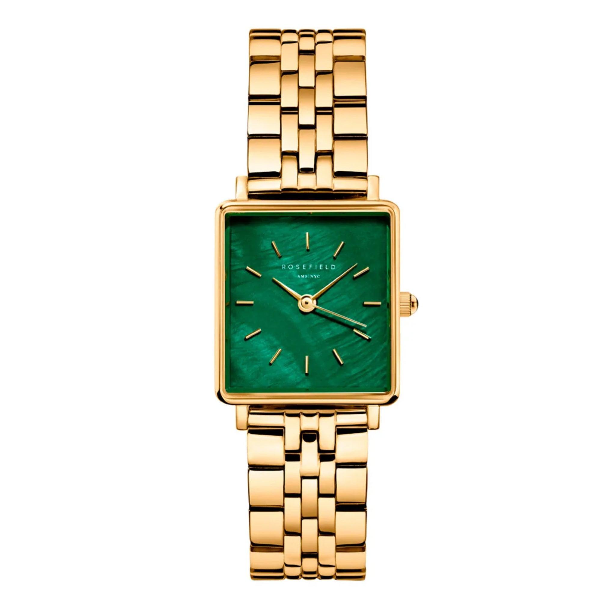 Rosefield Women's Boxy Xs Emerald Gold Stainless Steel Watch Begsg-Q050