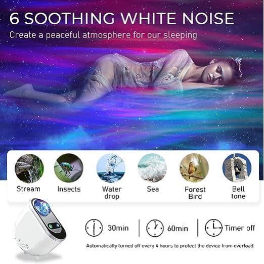 Sandokey Galaxy Star Projector, 3 In 1 Led Northern Lights Aurora Projector, 6 White Noise Starry Moon Light With Bluetooth Speaker For Adult Kids Gift, Bedroom, Room Décor - SW1hZ2U6MTg0MTc4OA==