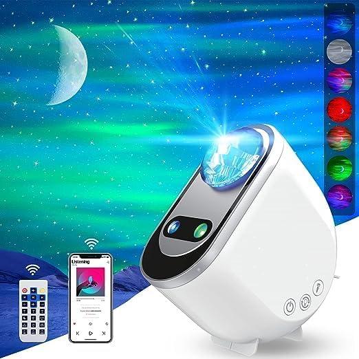 مكبر صوت بلوتوث مع مصباح النجوم بتأثير القطب الشمالي ساندوكي Sandokey Galaxy Star Projector With Bluetooth Speaker