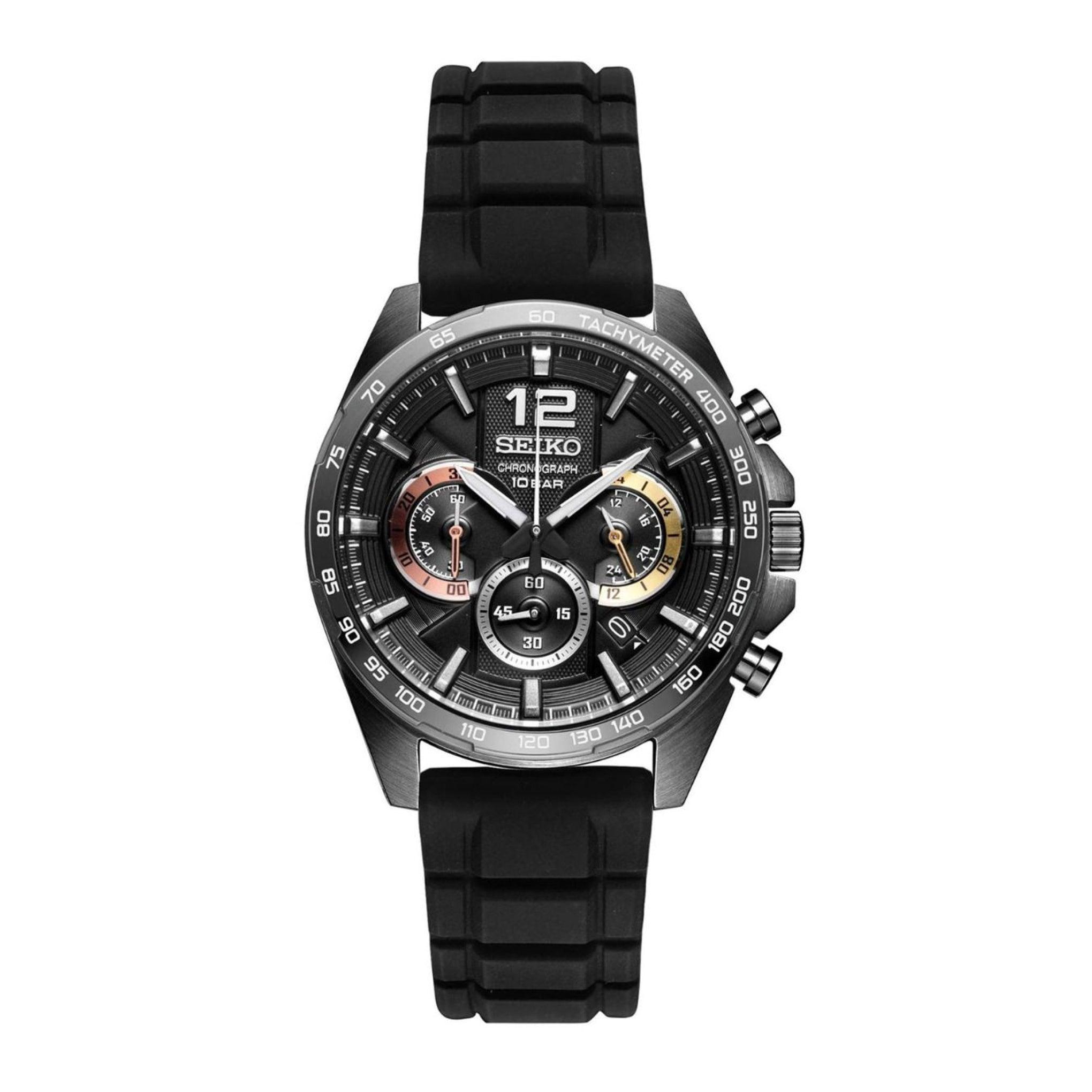 Seiko Conceptual Series Black Silicone Strap Chronograph Ssb349p1