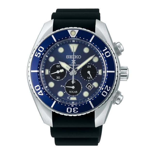 ساعة رجالية بحركة كوارتز وكرونوغراف مع حزام سيليكون من سايكو Seiko Men's Prospex  Ssc759j1 - SW1hZ2U6MTgxNjgyMw==