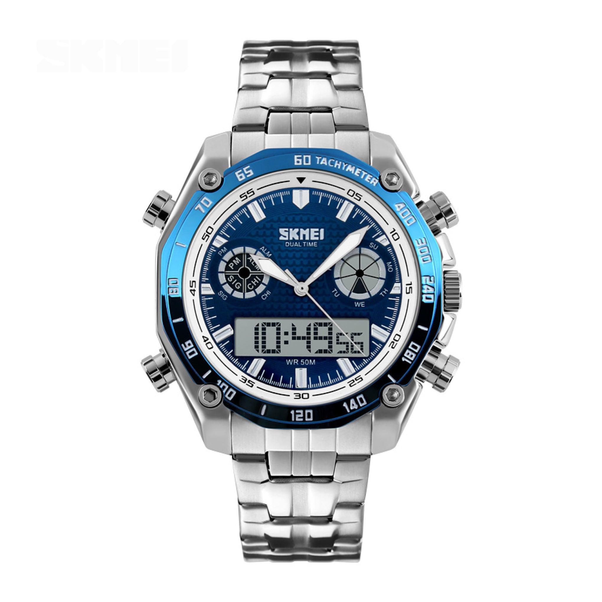 Skmei Men's Analog-Digital Luxury Dual Movement Stainless Steel Watch 1204