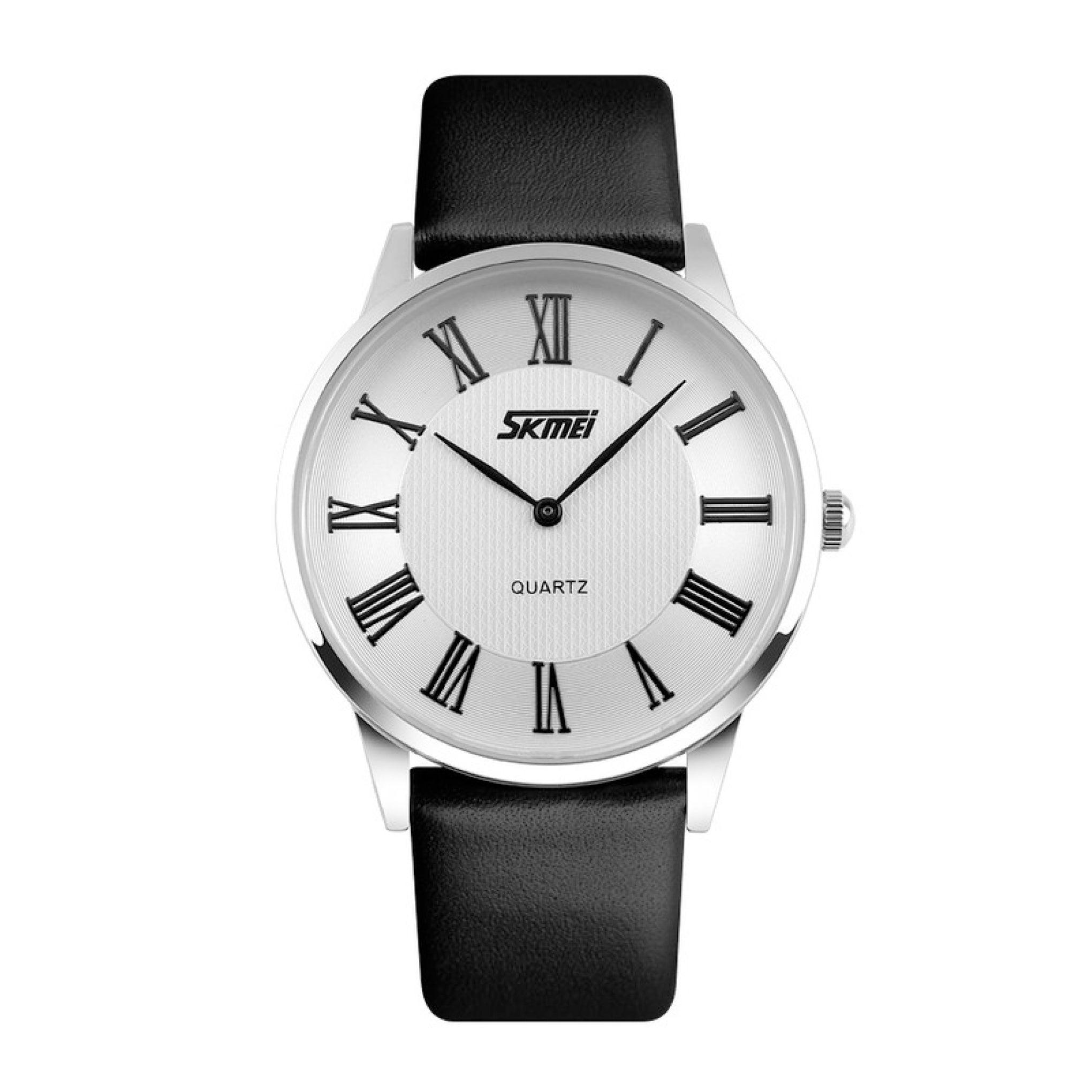 ساعة رجالية انالوج من سكيمي Skmei Men's Classic Design Ultra Thin Analog Black Leather Watch - 9092