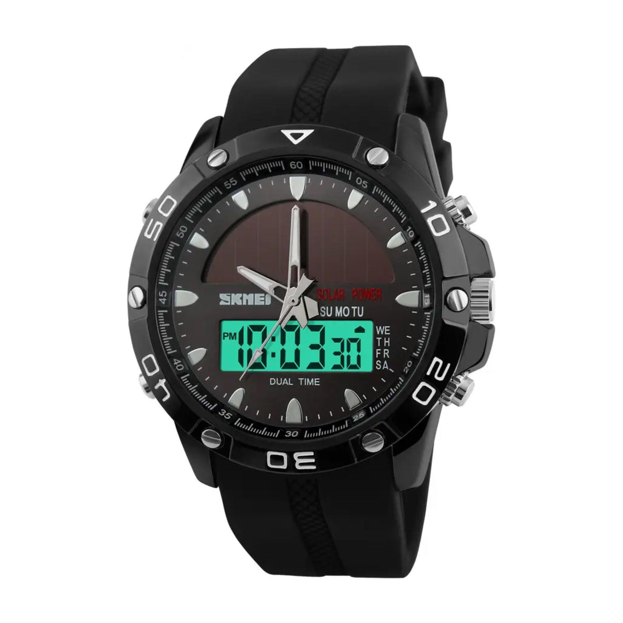 Skmei Men's Led Digital Quartz Dual Display Solar Powered Watch - 1064