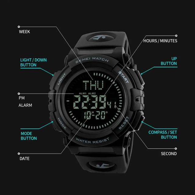 Skmei Men's Multifunction Compass Waterproof World Time Sports Watch 1290 - SW1hZ2U6MTgyMjUyNg==