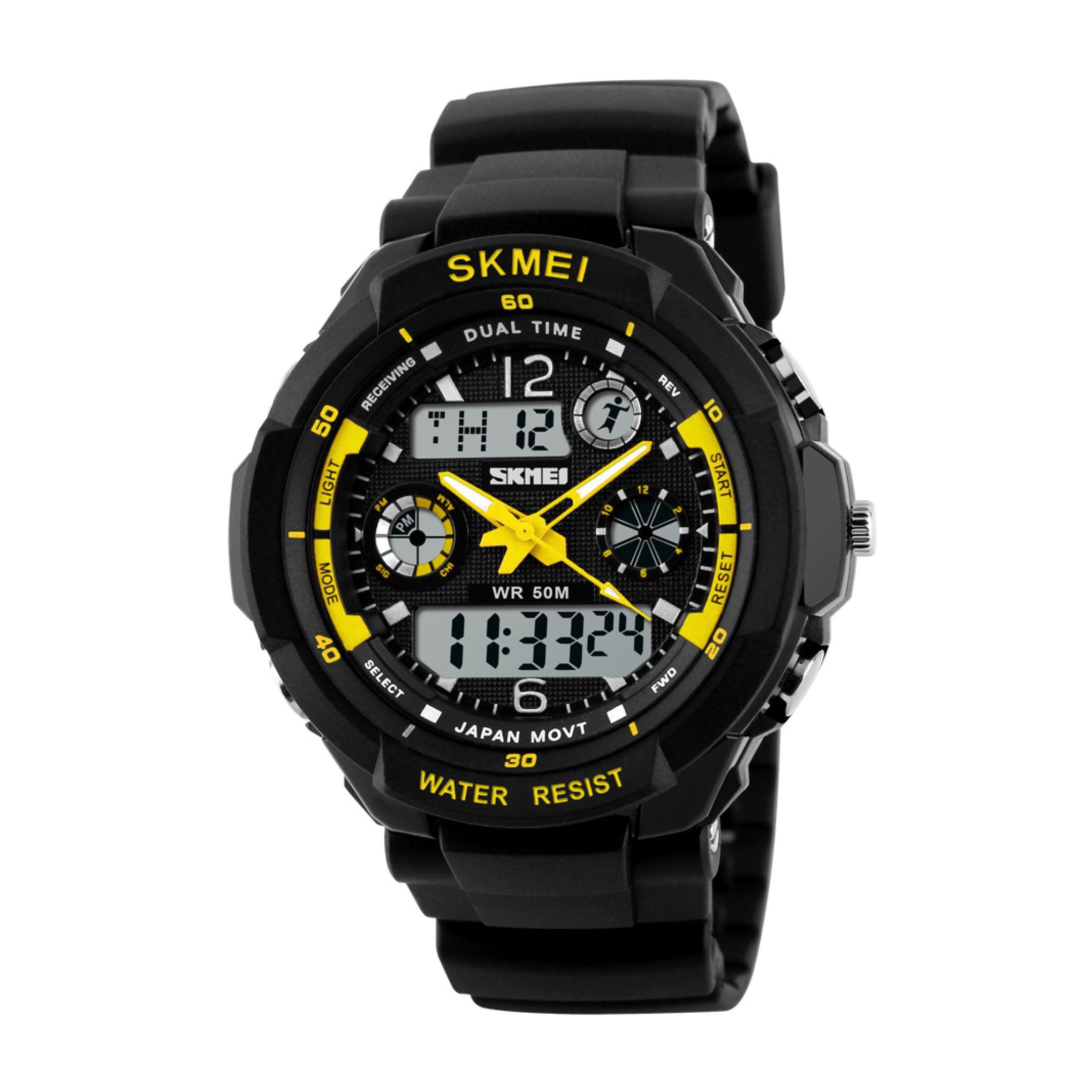 Skmei Men's Sports Dual Display Analogue And Digital Yellow Watch 0931