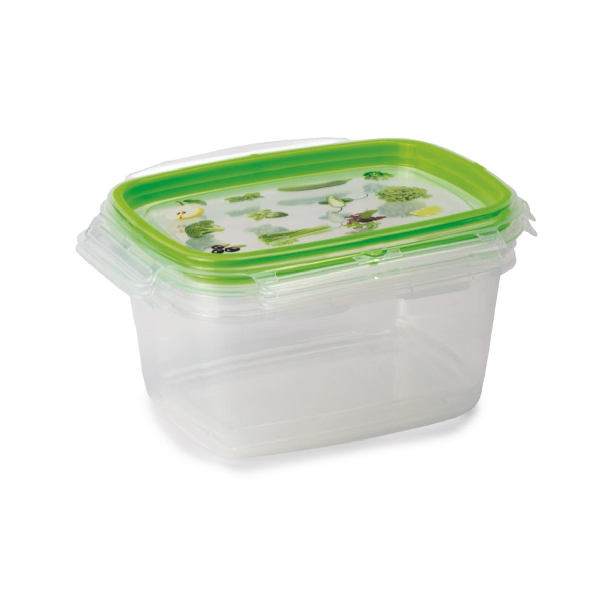 Snips 2 Pieces Snipslock Rectangular Containers 1.2 Liter Set Green Transparent PP TPE