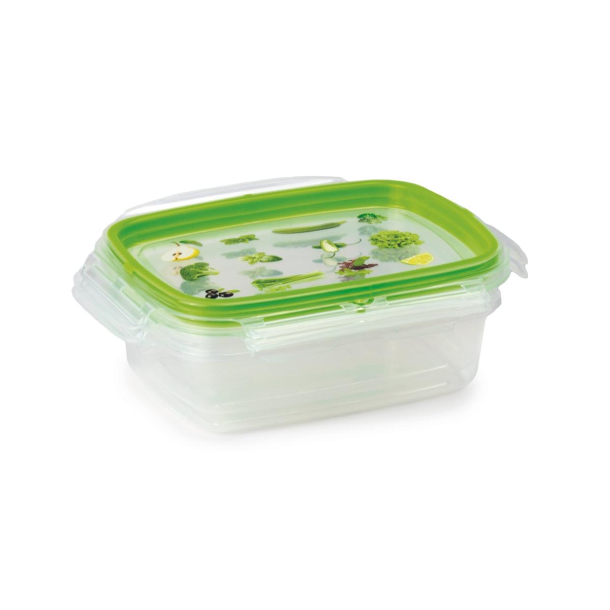 Snips 2 Pieces Snipslock Rectangular Containers 600 ml Set Green Transparent PP TPE