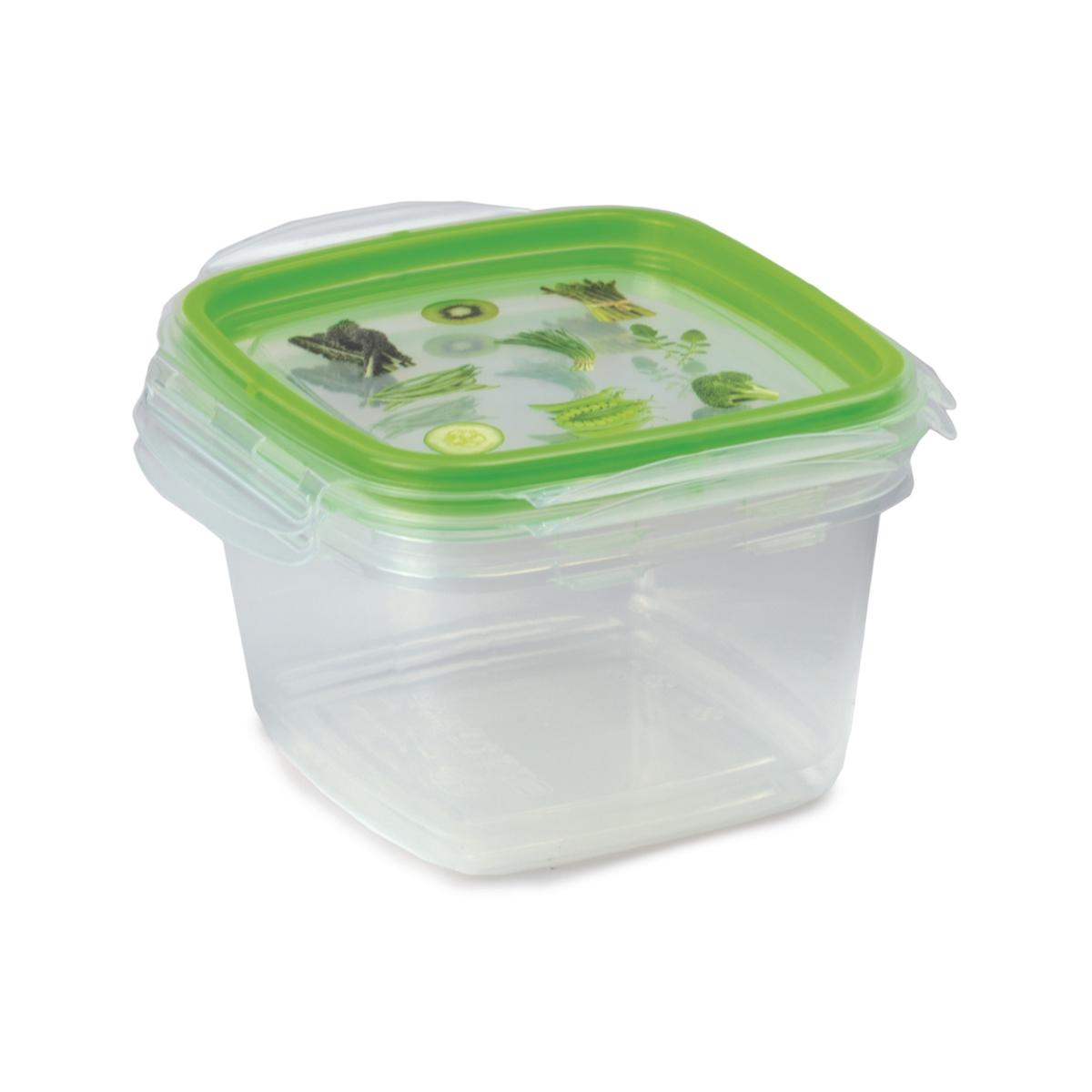 Snips 2 Pieces Snipslock Square Containers 1 Liter Set Green Transparent PP TPE