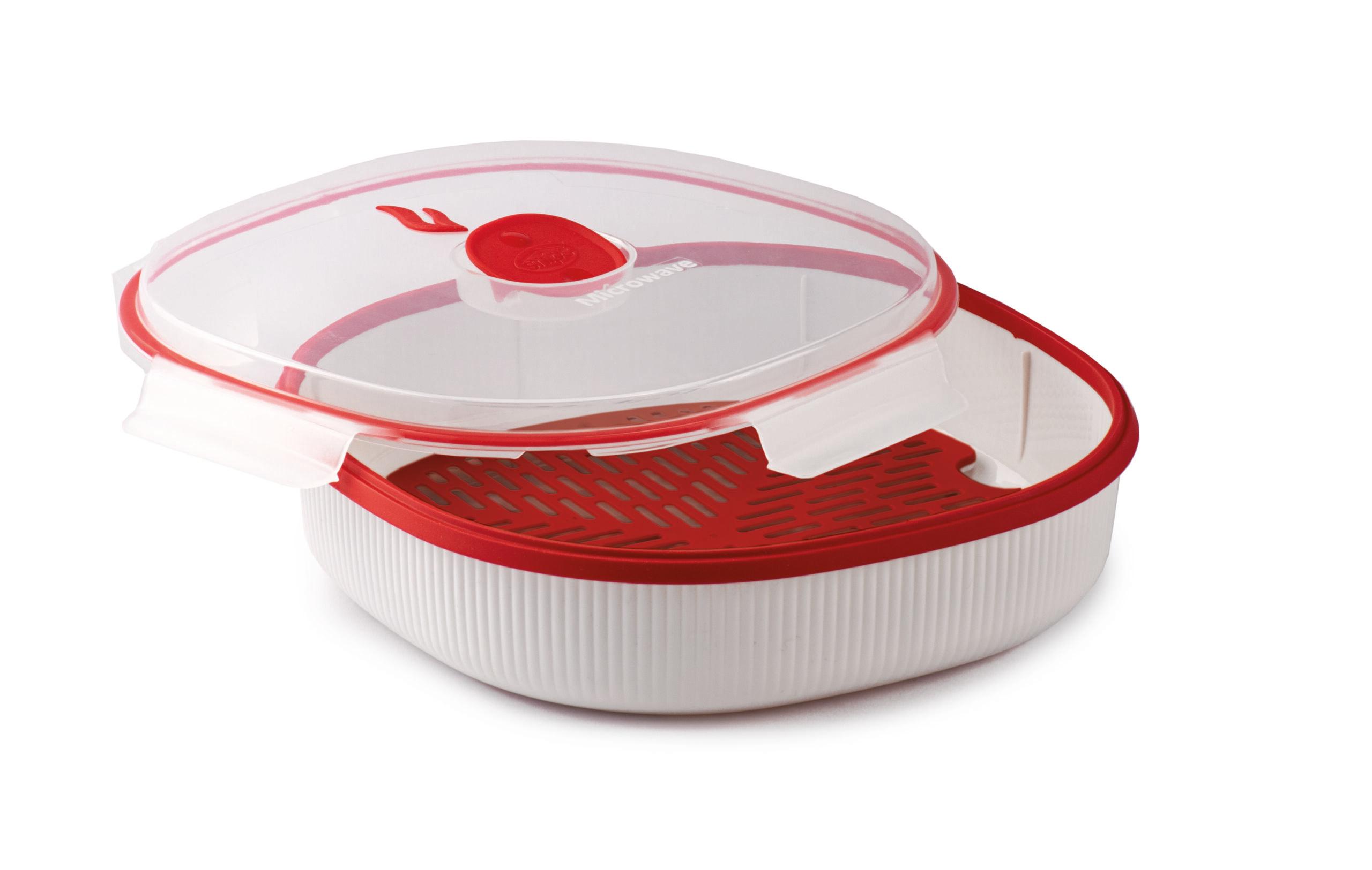 Snips Microwave Airtight Dish Steamer 2 Liter Red White PP