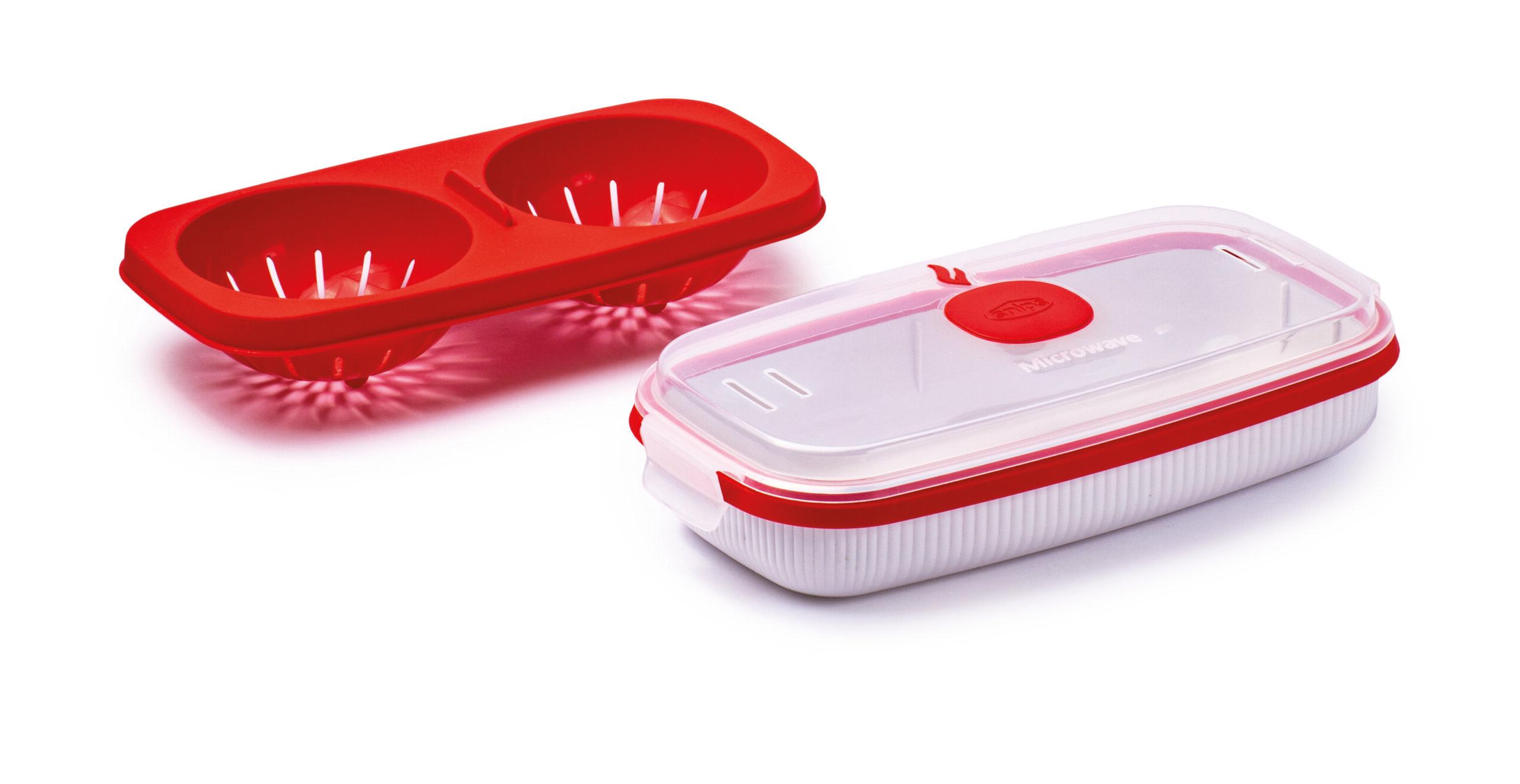 Snips Microwave Egg Poacher & Omelette Maker 750 ml Red White PP