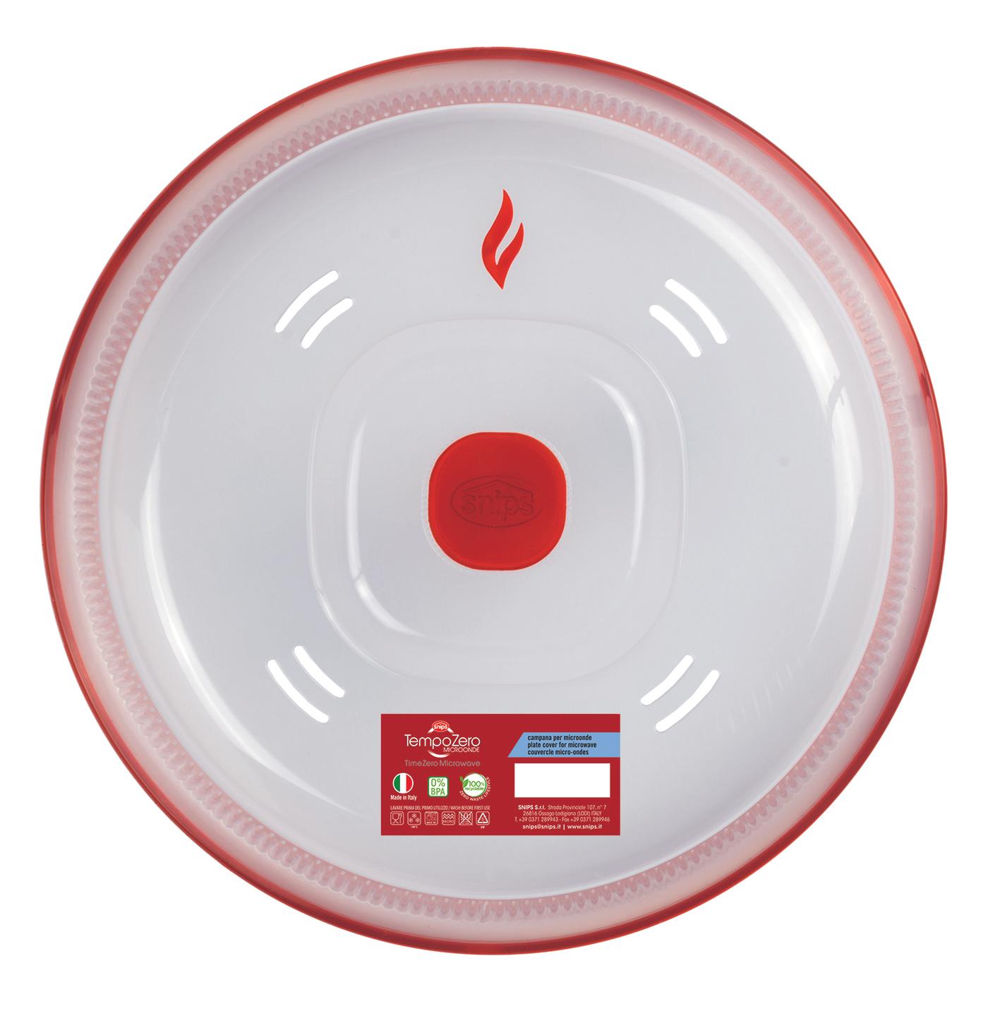 غطاء طبق للميكروويف صناعة ايطاليا أحمر وأبيض سنيبس Snips Microwave Plate Cover