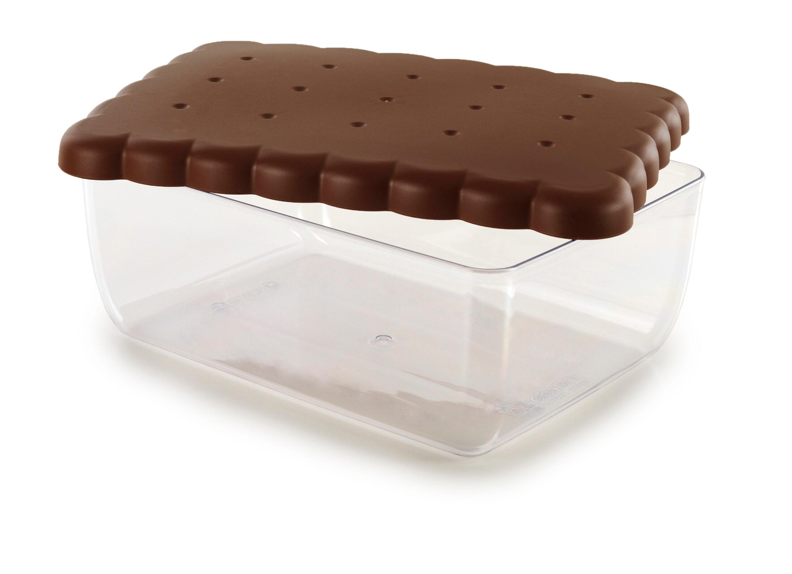 Snips Rectangular Brown Biscuit Saver 2.7 Liter Brown Transparent PS PE