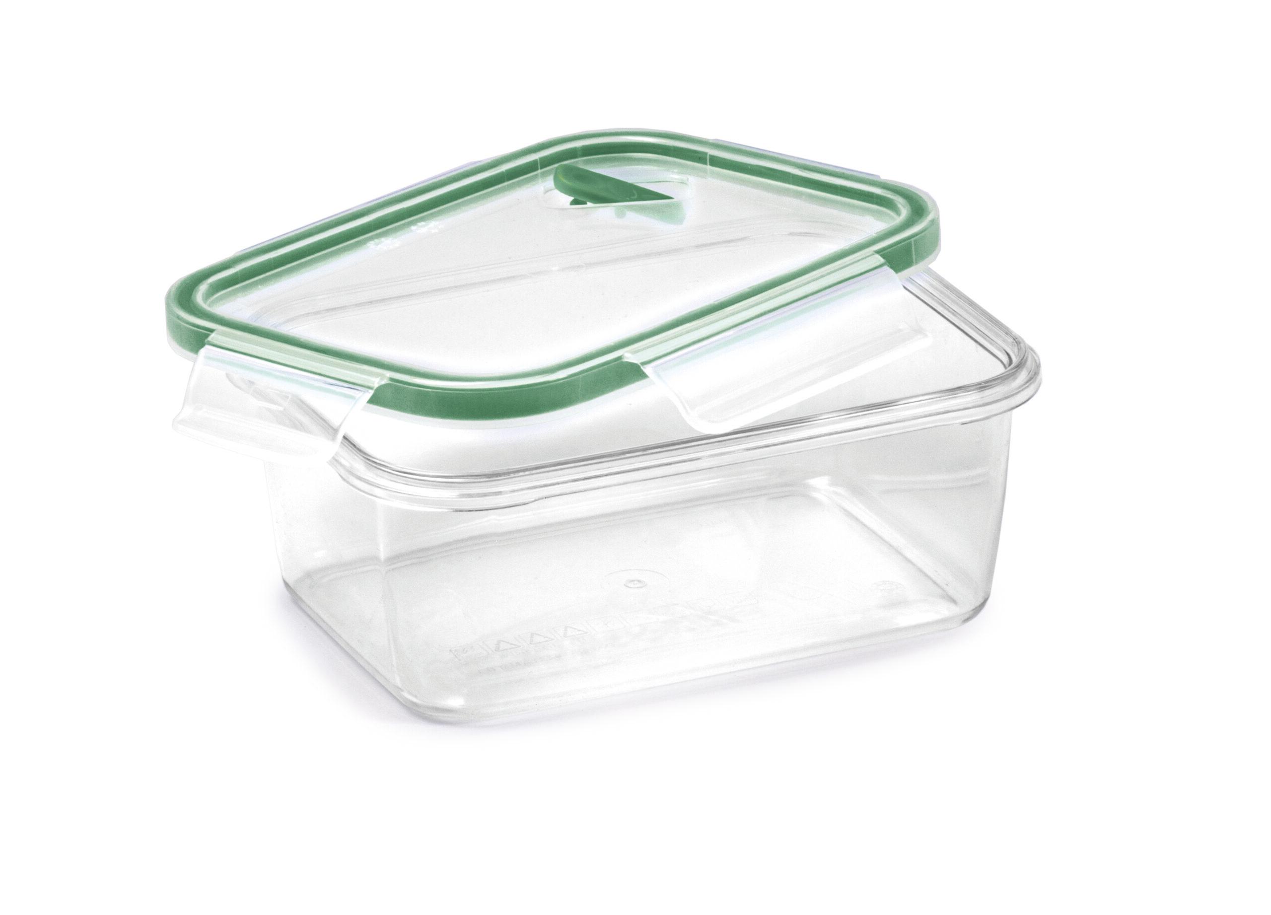 علبة بلاستيك بغطاء 800 مل صناعة ايطاليا لون أخضر وشفاف من سنيبس Snips Tritan Renew Square Food Container