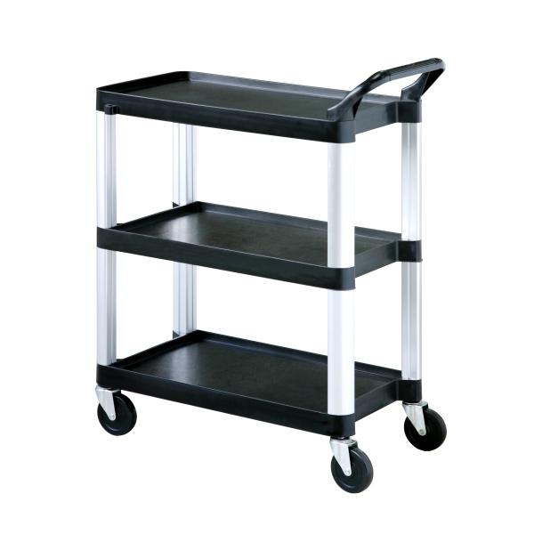 عربة ضيافة بعجلات 3 طبقات بلاستيك أسود  أبيض سانكس Sunnex Plastic Service Trolley