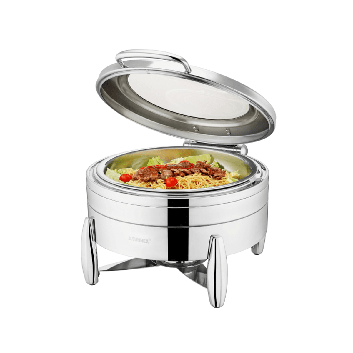 Sunnex Verona Stainless Steel Chafer Round Silver Transparent Stainless Steel