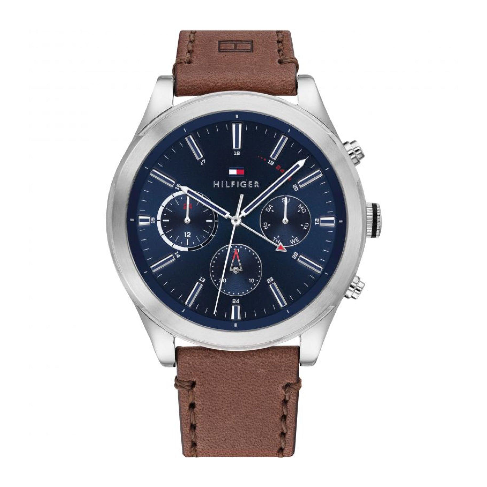 ساعة يد للرجال من تومي هيلفيغر أشتون Tommy Hilfiger Ashton Men's Multi Dial Quartz Brown Leather Band Watch - 1791741