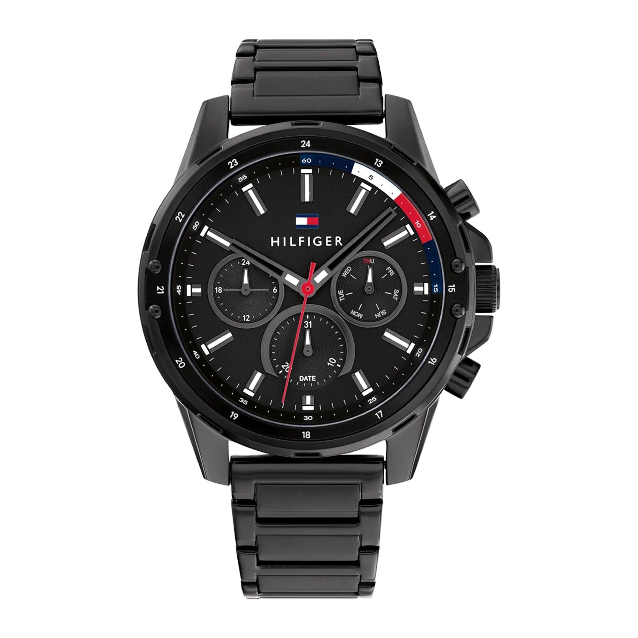 ساعة رجالية من تومي هيلفيغر ماسون Tommy Hilfiger Mason Men's Analog Quartz Black Stainless Steel Watch 1791935