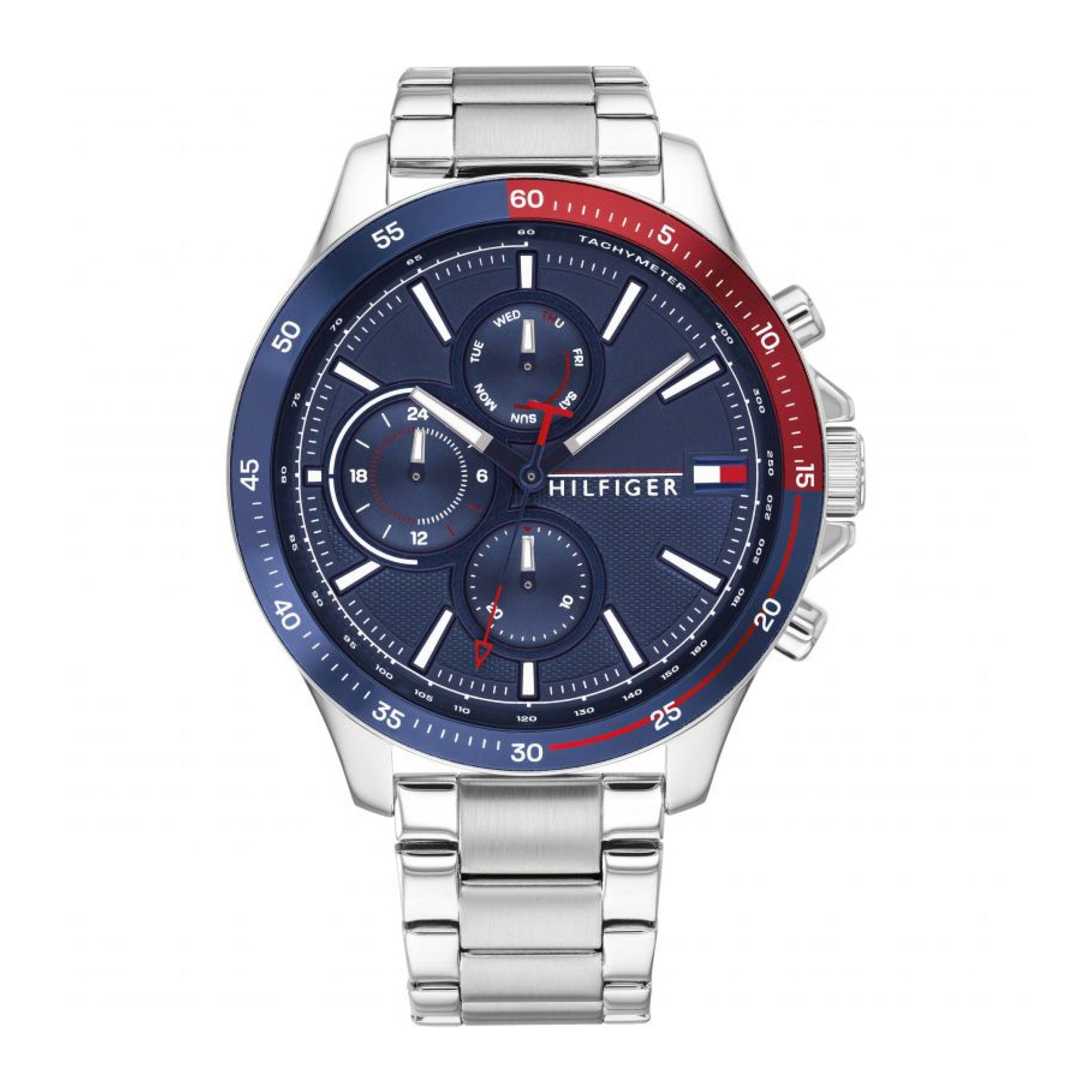 Tommy Hilfiger Men's Bank Chronograph Quartz Silver Stainless Steel Band - 1791718