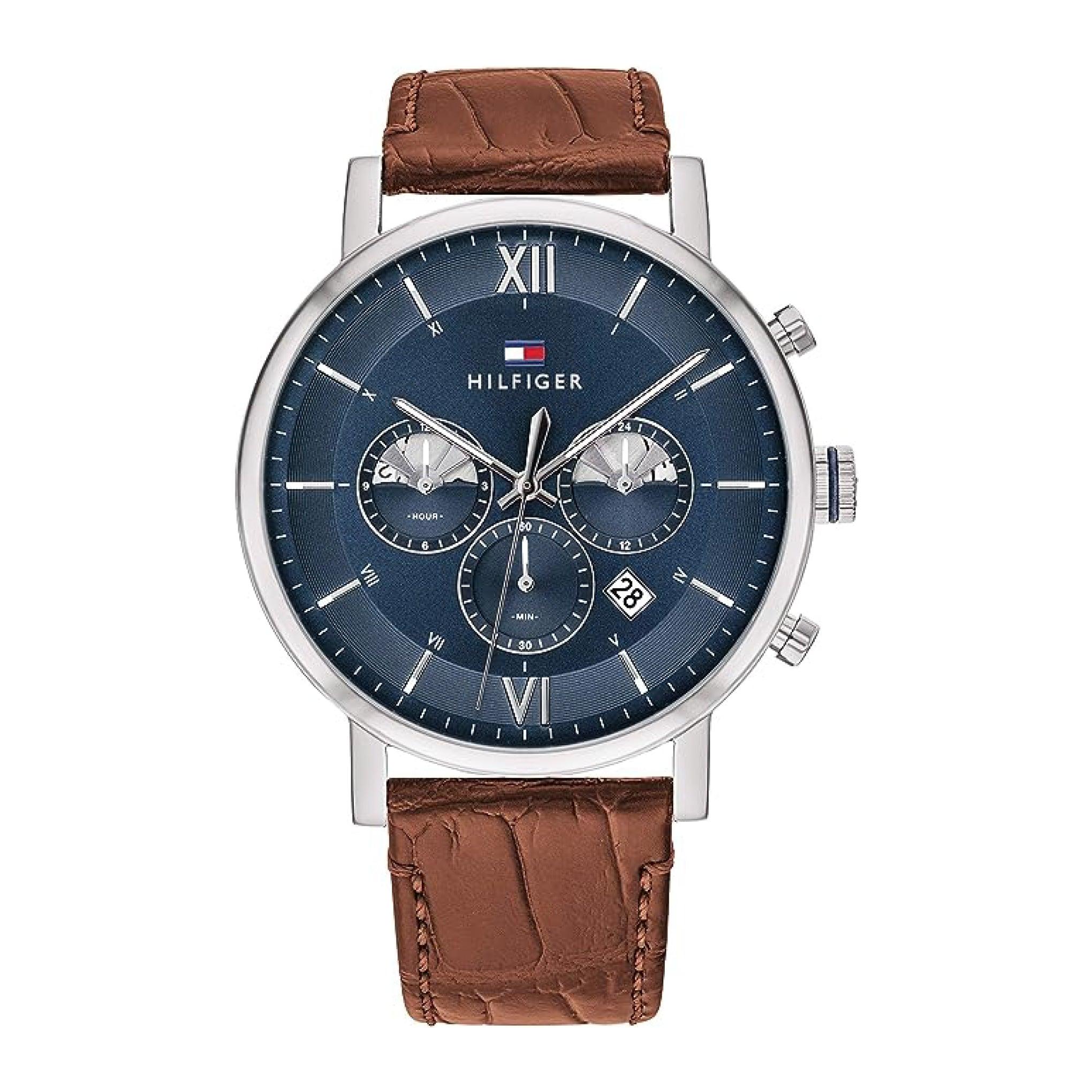 ساعة يد للرجال من تومي هيلفيغر متعددة الوظائف Tommy Hilfiger Men's Multifunction Quartz Analogue Light Brown Leather Watch 1710393