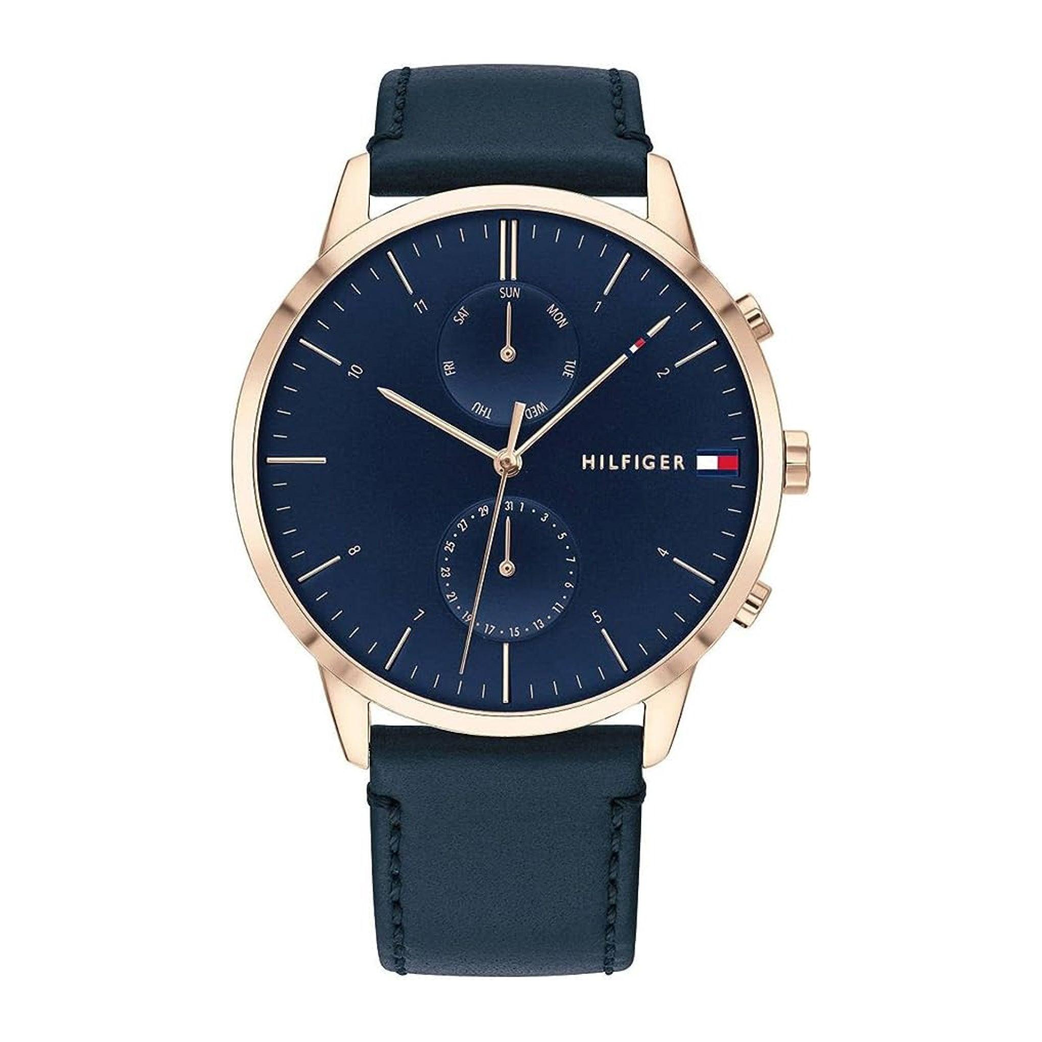 ساعة يد للرجال من تومي هيلفيغر Tommy Hilfiger Men's Quartz Analog Display And Leather Strap Watch 1710405