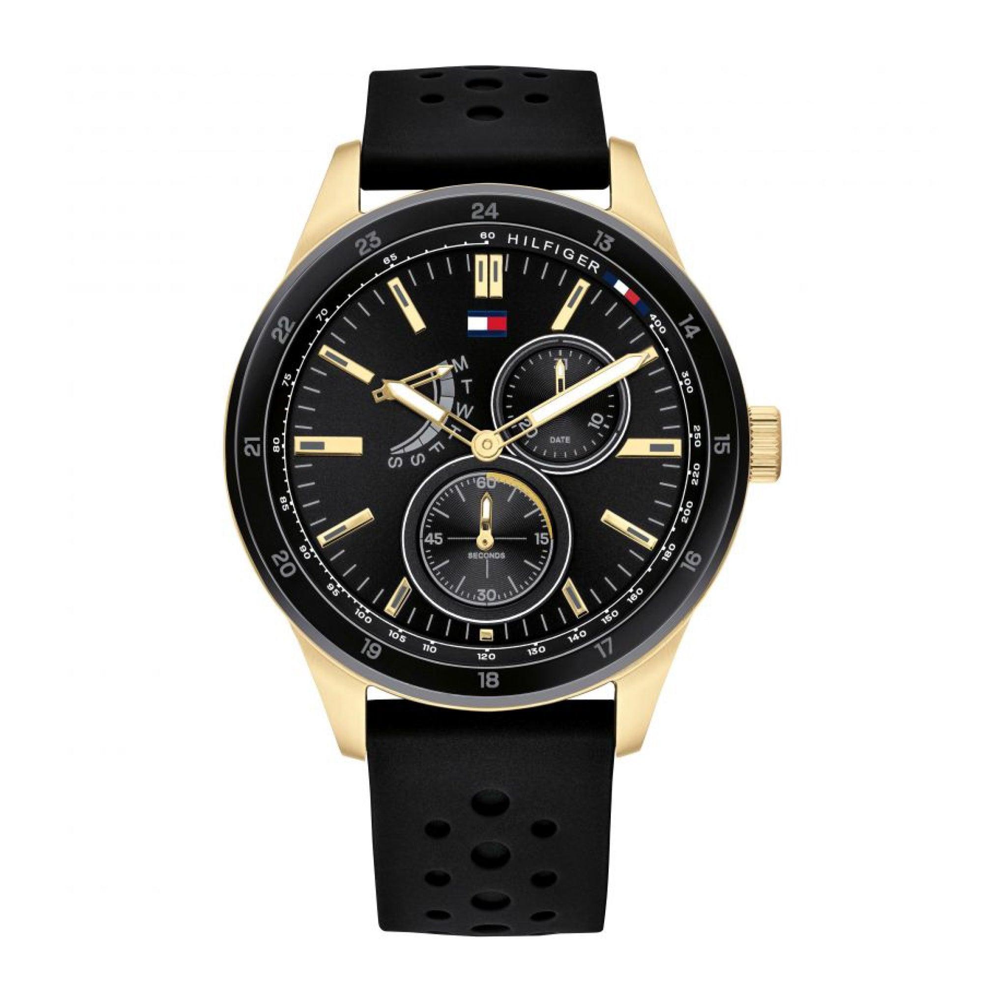 ساعة رجالية من تومي هيلفيغر Tommy Hilfiger Men's Quartz Chronograph Display And Silicone Strap Watch 1791636