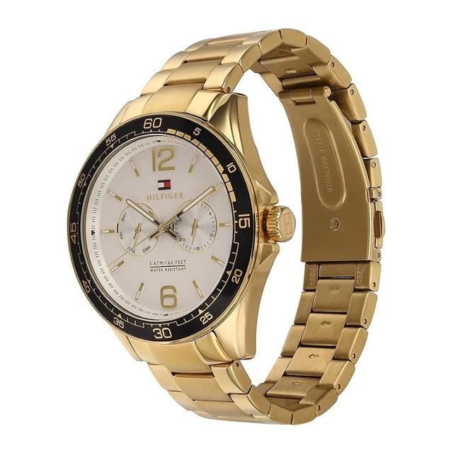 Tommy Hilfiger Men's Silver Dial Ionic Thin Gold Plated Stainless Steel Watch - 1791365 - SW1hZ2U6MTgxNjE5Ng==