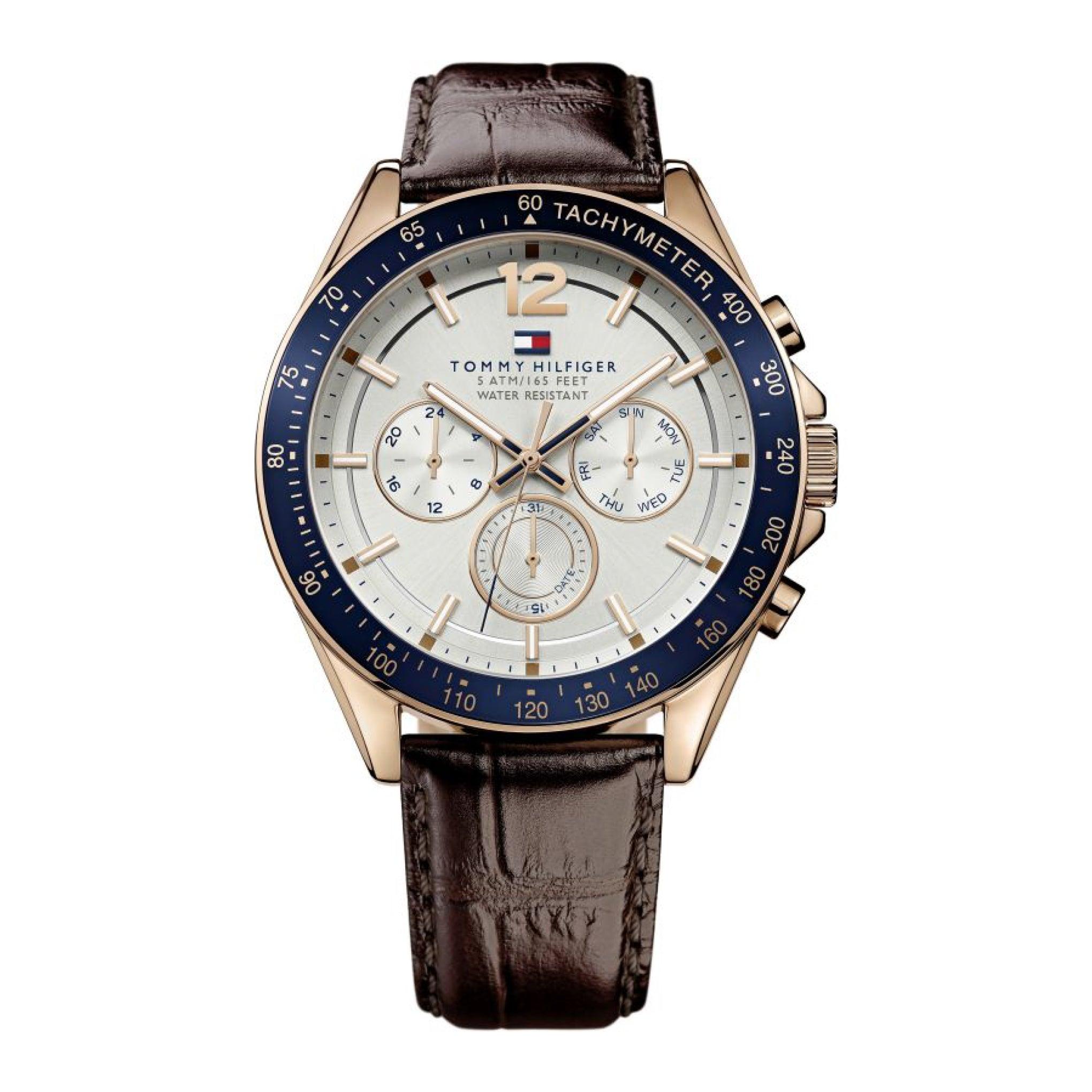 ساعة رجالية من تومي هيلفيغر Tommy Hilfiger Sophisticated Sport Watch With Brown Leather Band Watch 1791118