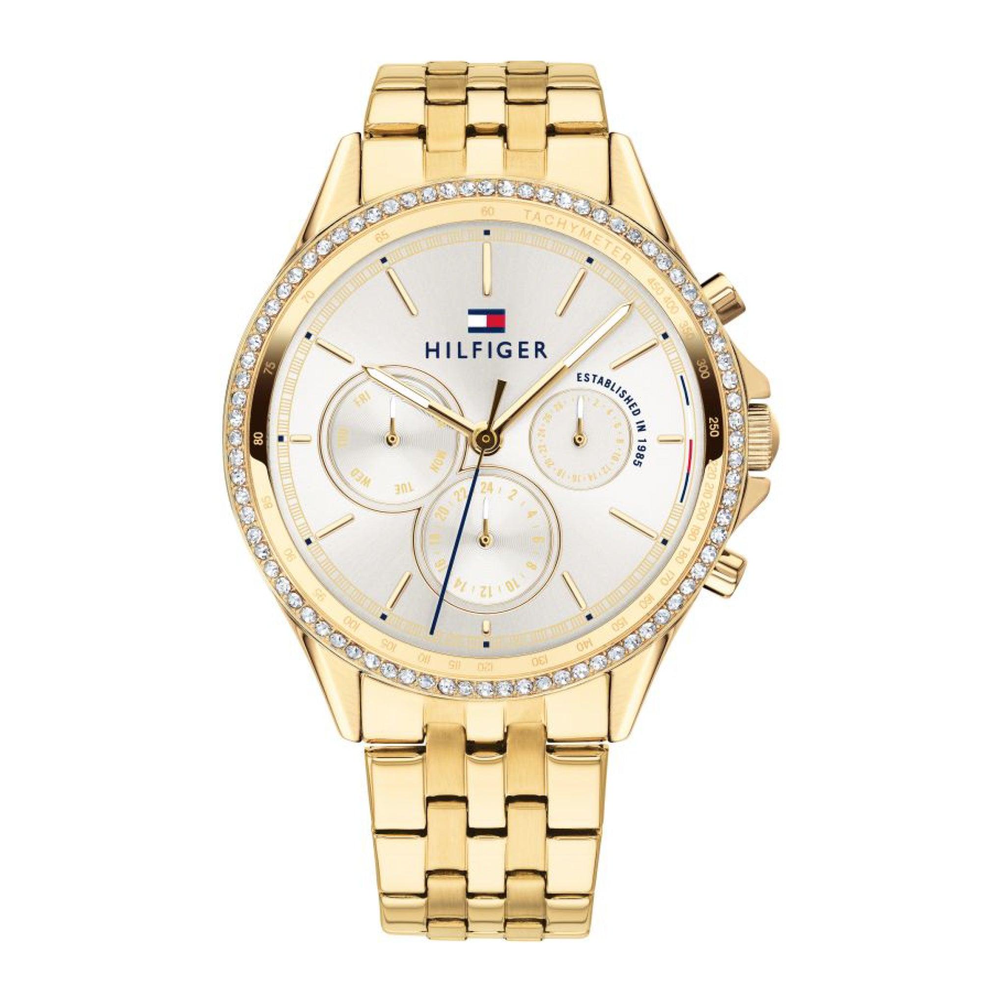 ساعة يد للنساء من تومي هيلفيغر متعددة الوظائف Tommy Hilfiger Women's Multifunction Analog Gold Stainless Steel Watch 1781977
