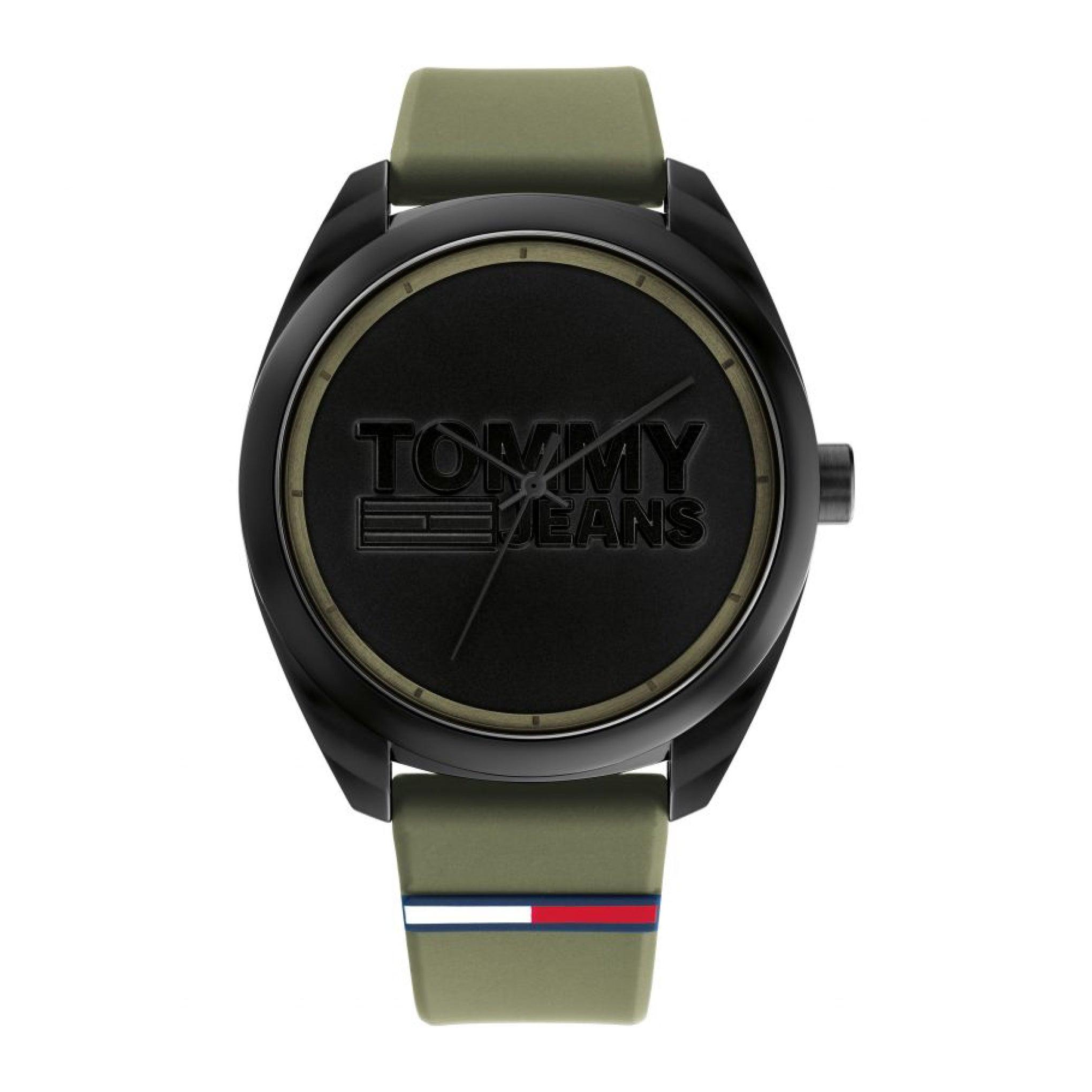 ساعة رجالية من تومي هيلفيغر Tommy Jeans Men's Quartz Stainless Steel And Silicone Strap Watch 1791930
