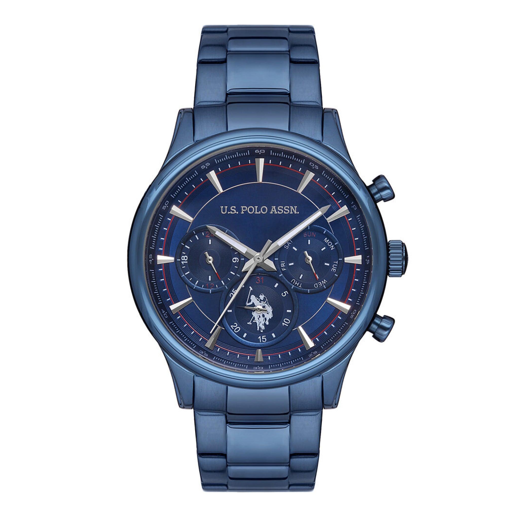 ساعة رجالية ستانلس ستيل كحلي 45 مم بولو اسسن U.S. Polo Assn. Men's Quartz Blue Stainless Steel Wristwatch