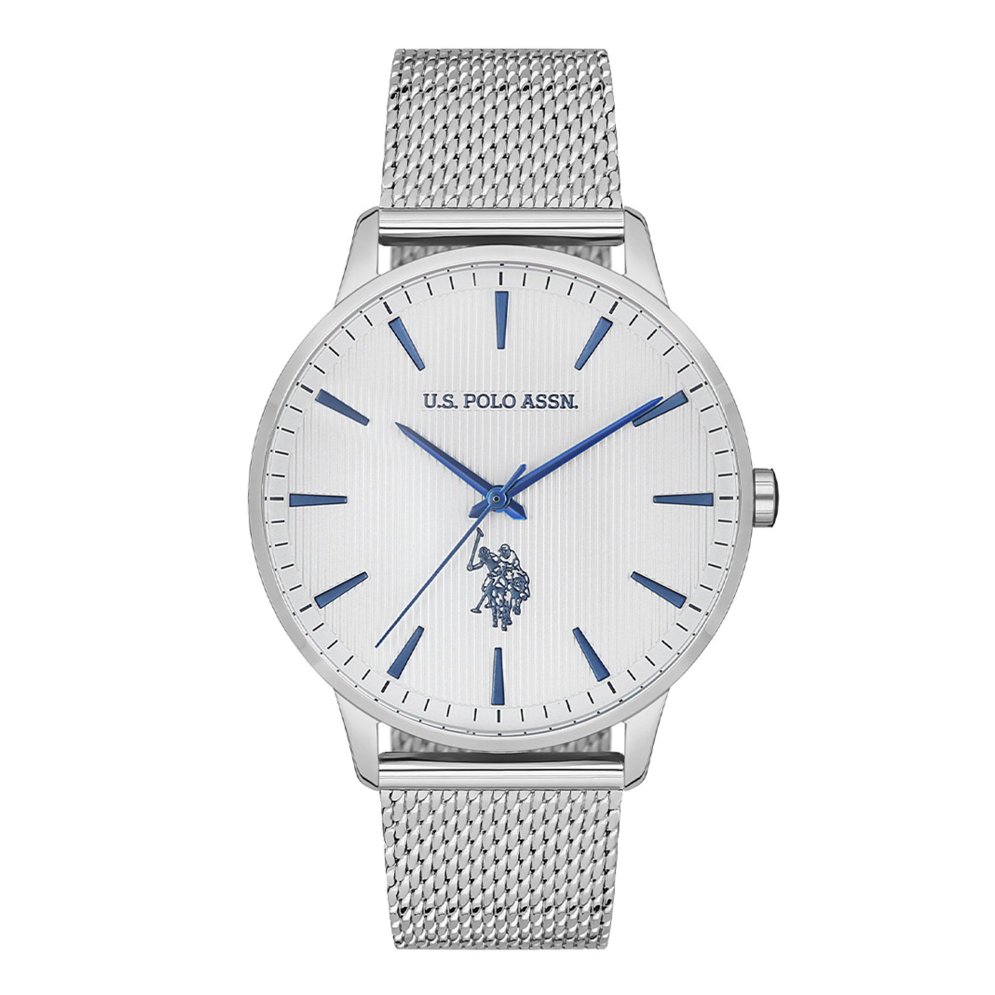 ساعة رجالية ستانلس ستيل فضي 41 مم بولو اسسن U.S. Polo Assn. Men's Silver Stainless Steel Mesh Band Wristwatch