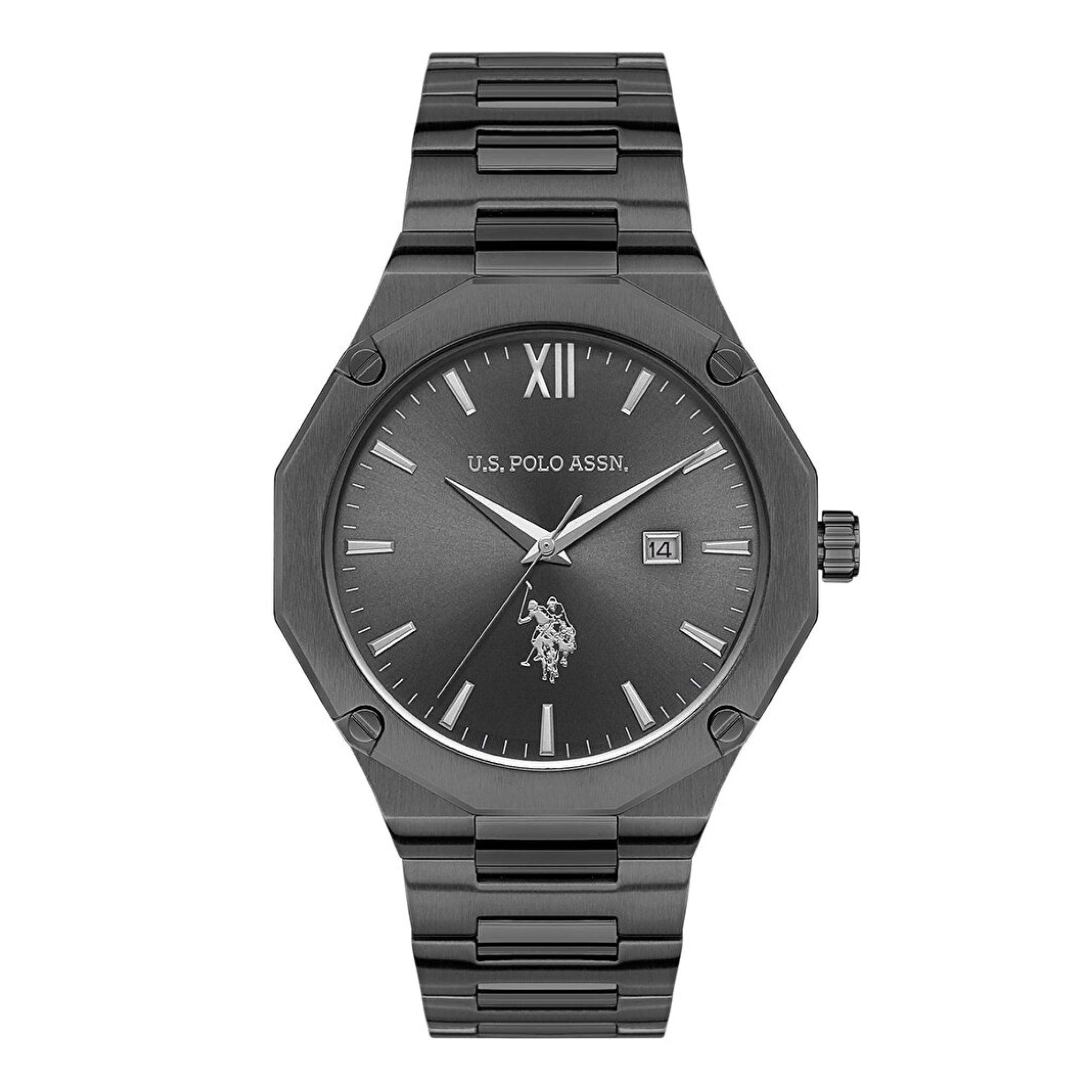 ساعة رجالية ستانلس ستيل أسود بولو أسسن U.S. Polo Assn. Quartz Black Stainless Steel Strap Watch