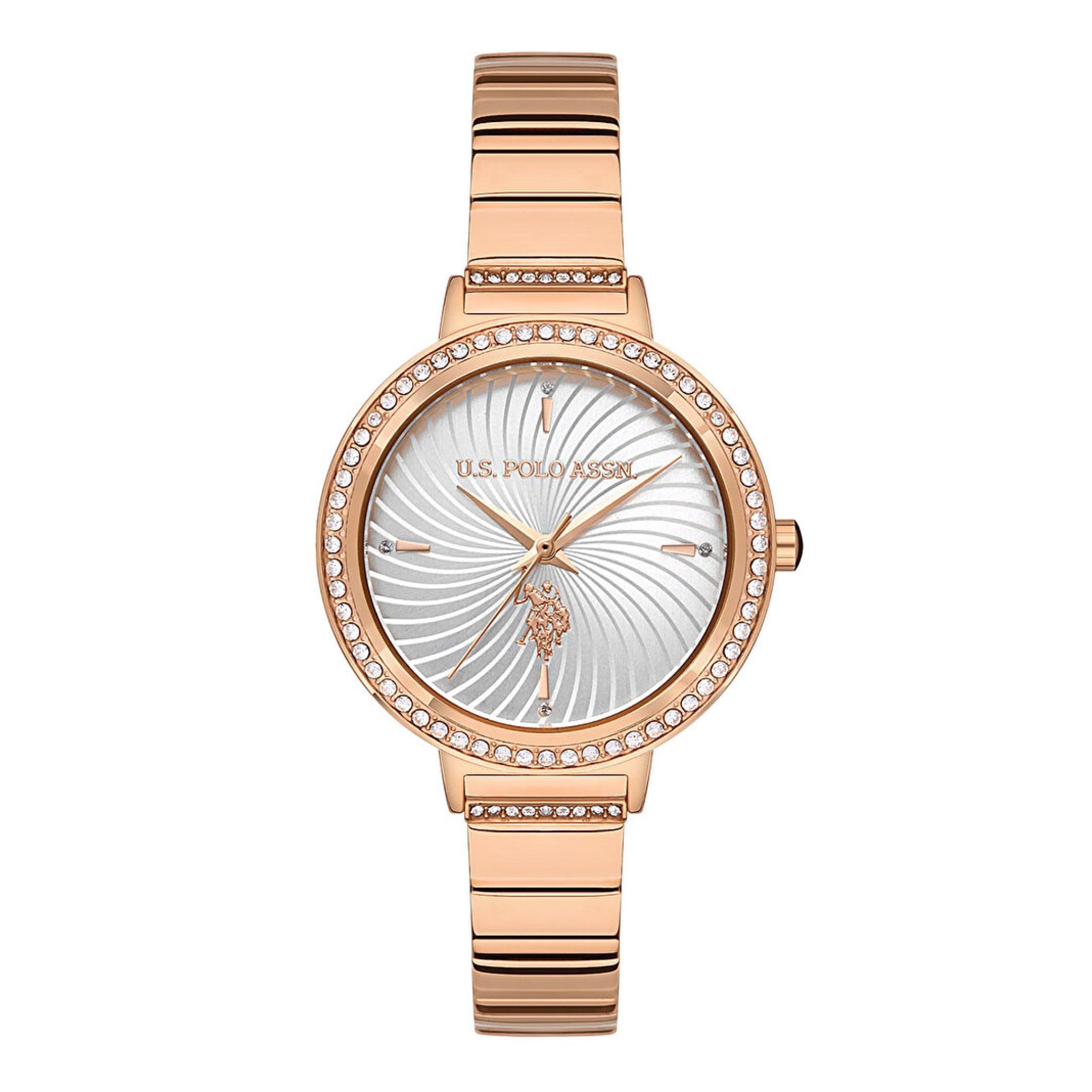 ساعة نسائية ستانلس ستيل برونزي بولو اسسن U.S. Polo Assn. Women's Quartz Rose Gold Stainless Steel Band Watch