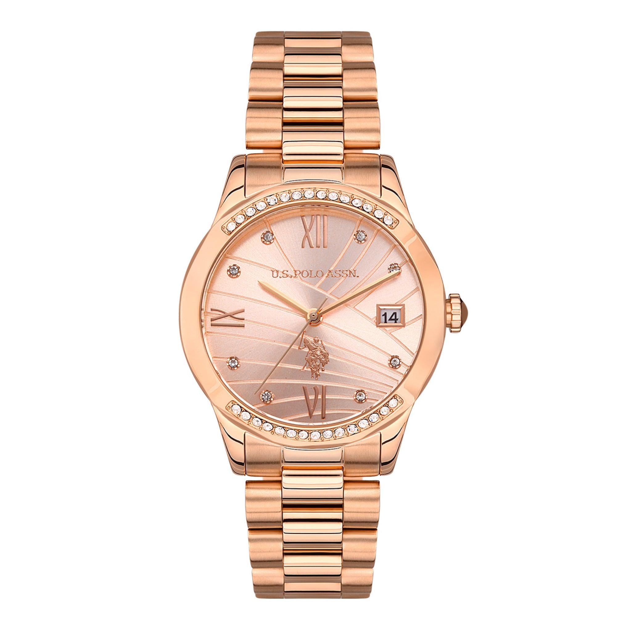 ساعة نسائية ستانلس ستيل 36 مم برونزي بولو اسسن U.S. Polo Assn. Women's Rose Gold Stainless Steel Case Watch Wristwatch