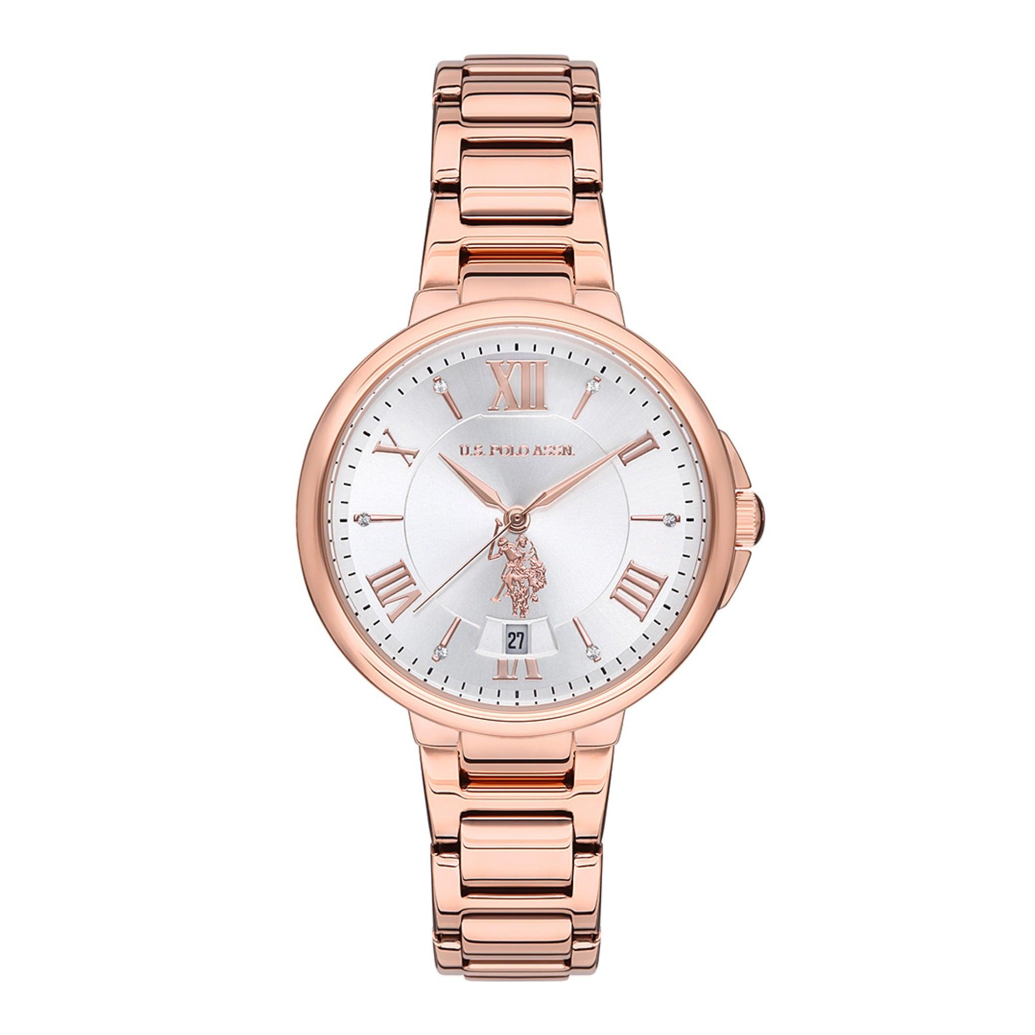 ساعة نسائية ستانلس ستيل برونزي 35 مم بولو اسسن U.S. Polo Assn. Women's Rose Gold Stainless Steel Wristwatch