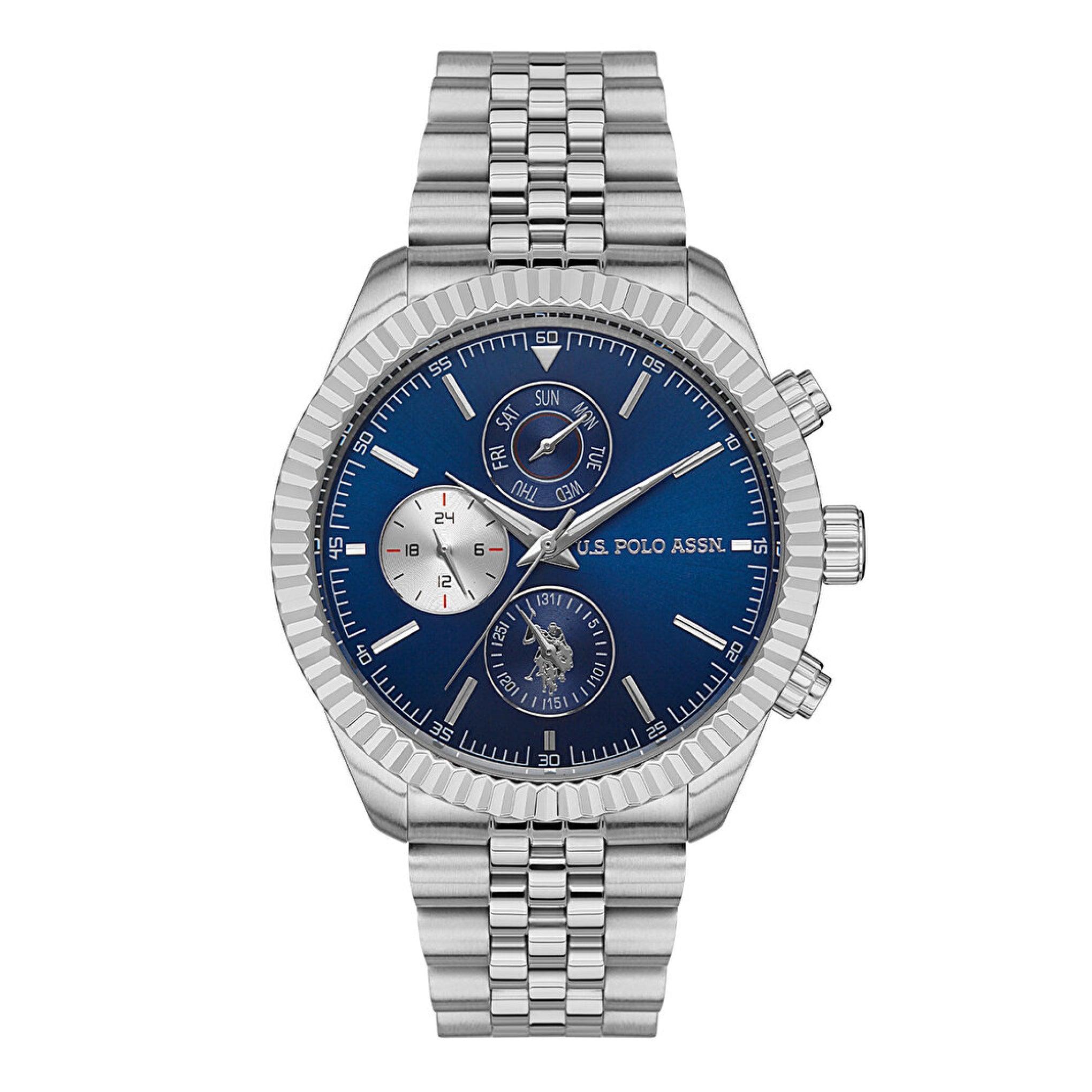 Us Polo Men's Silver Stainless Steel Band Watch Wristwatch Uspa1054-03