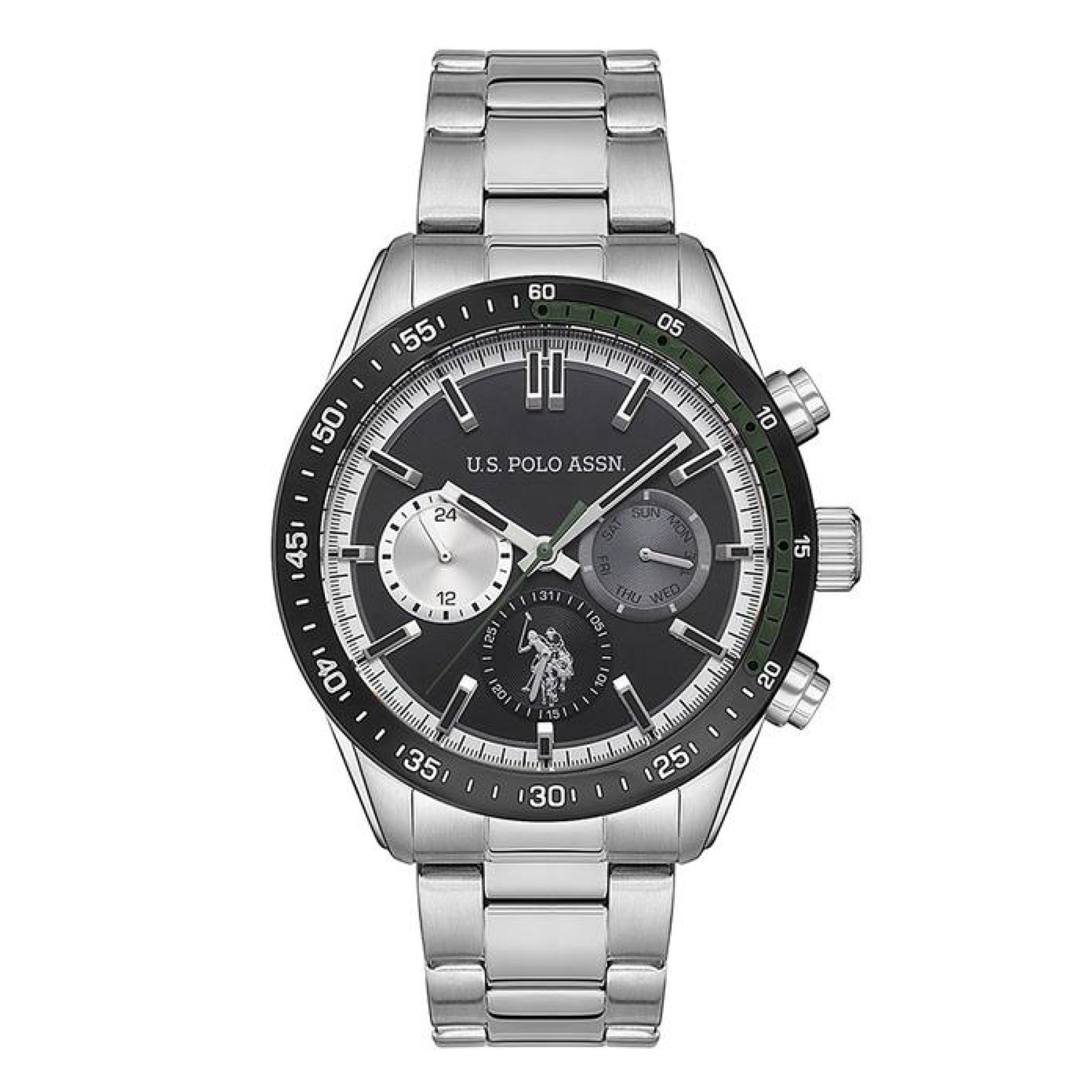 ساعة رجالية ستانلس ستيل فضي يو اس بولو Us Polo Men's Silver Stainless Steel Band Wristwatch