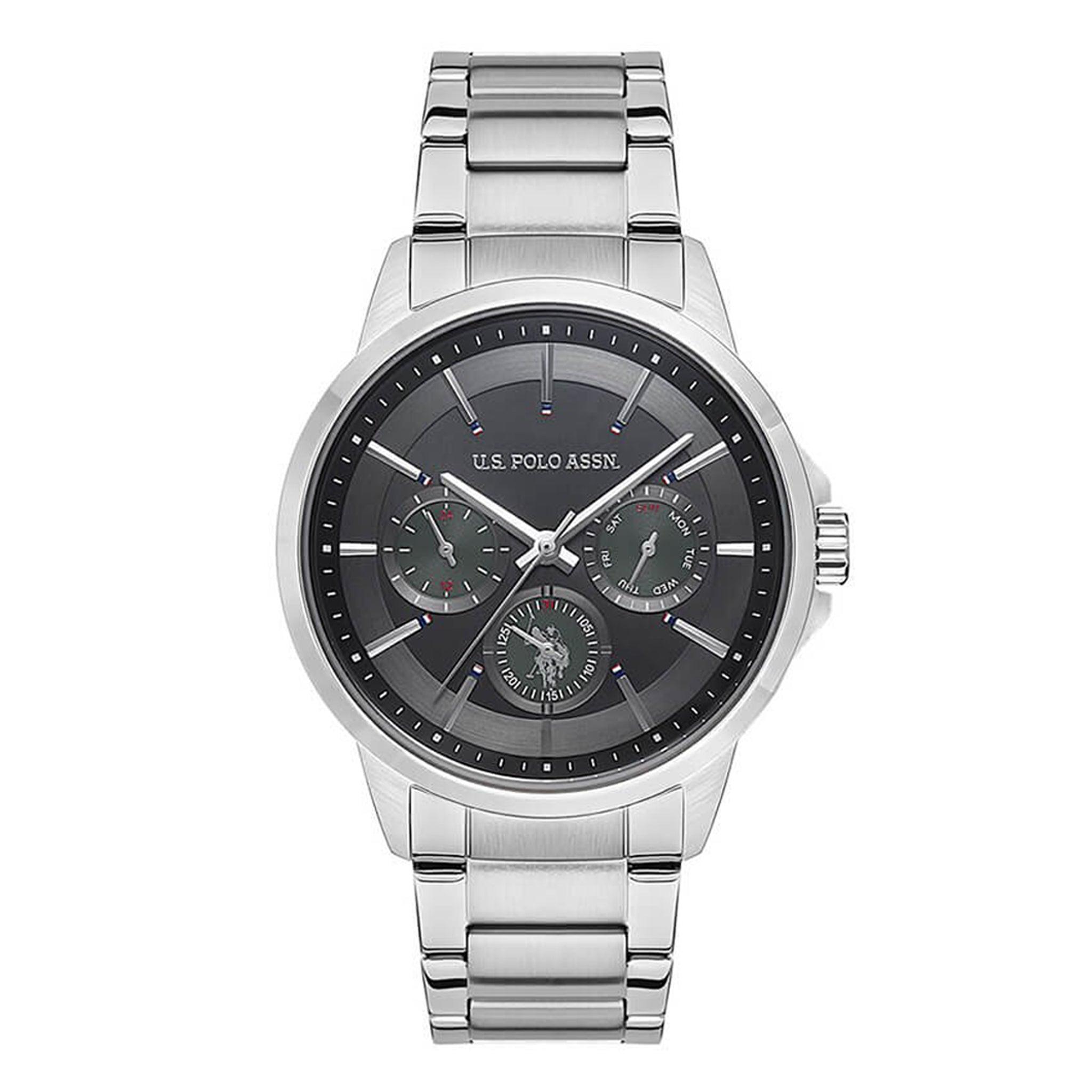 ساعة رجالية ستانلس ستيل 45 مم فضي يو إس بولو أسسن Us Polo Men's Silver Stainless Steel Wristwatch