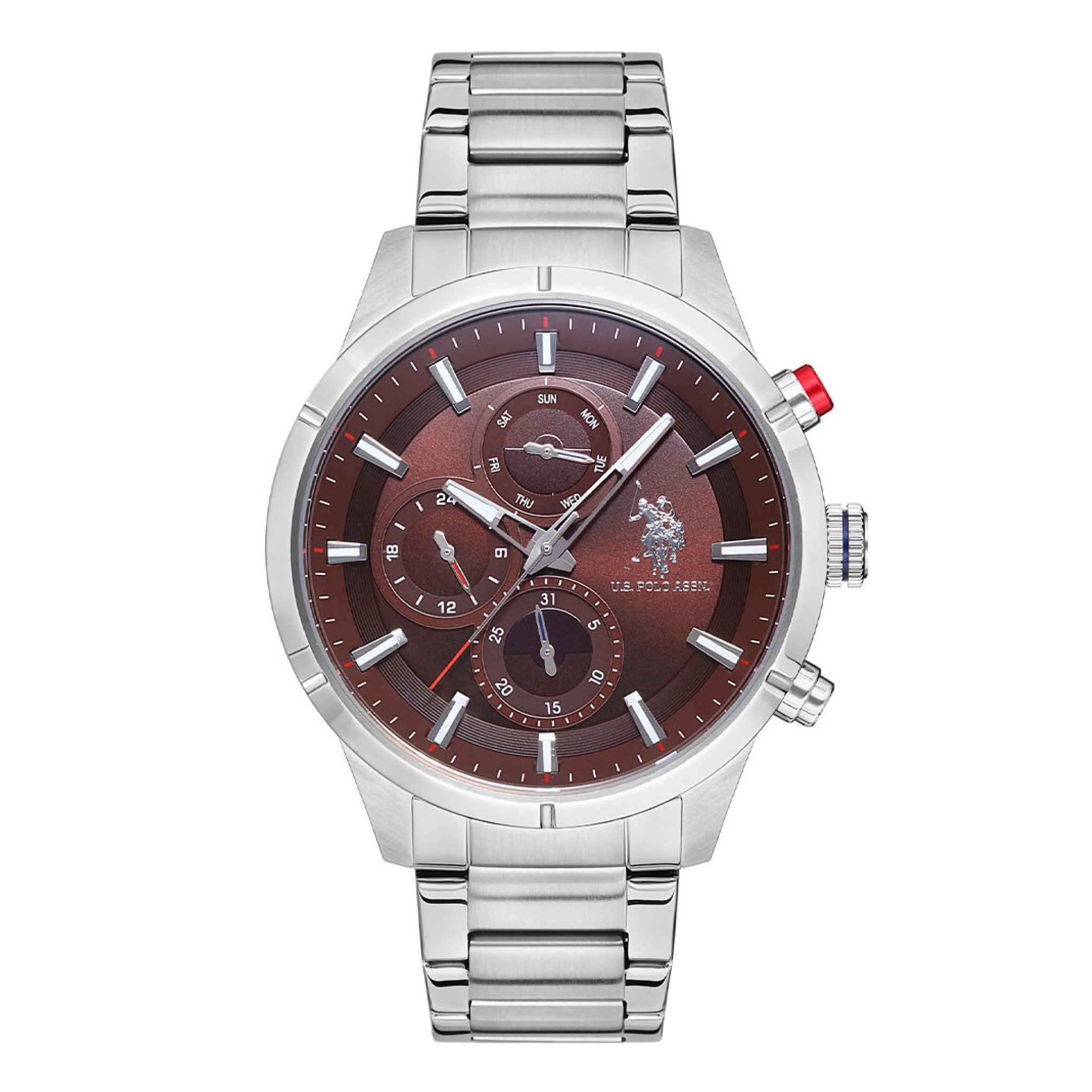 ساعة رجالية ستانلس ستيل 46 مم فضي يو إس بولو أسسن Us Polo Men's Silver Stainless Steel Wristwatch