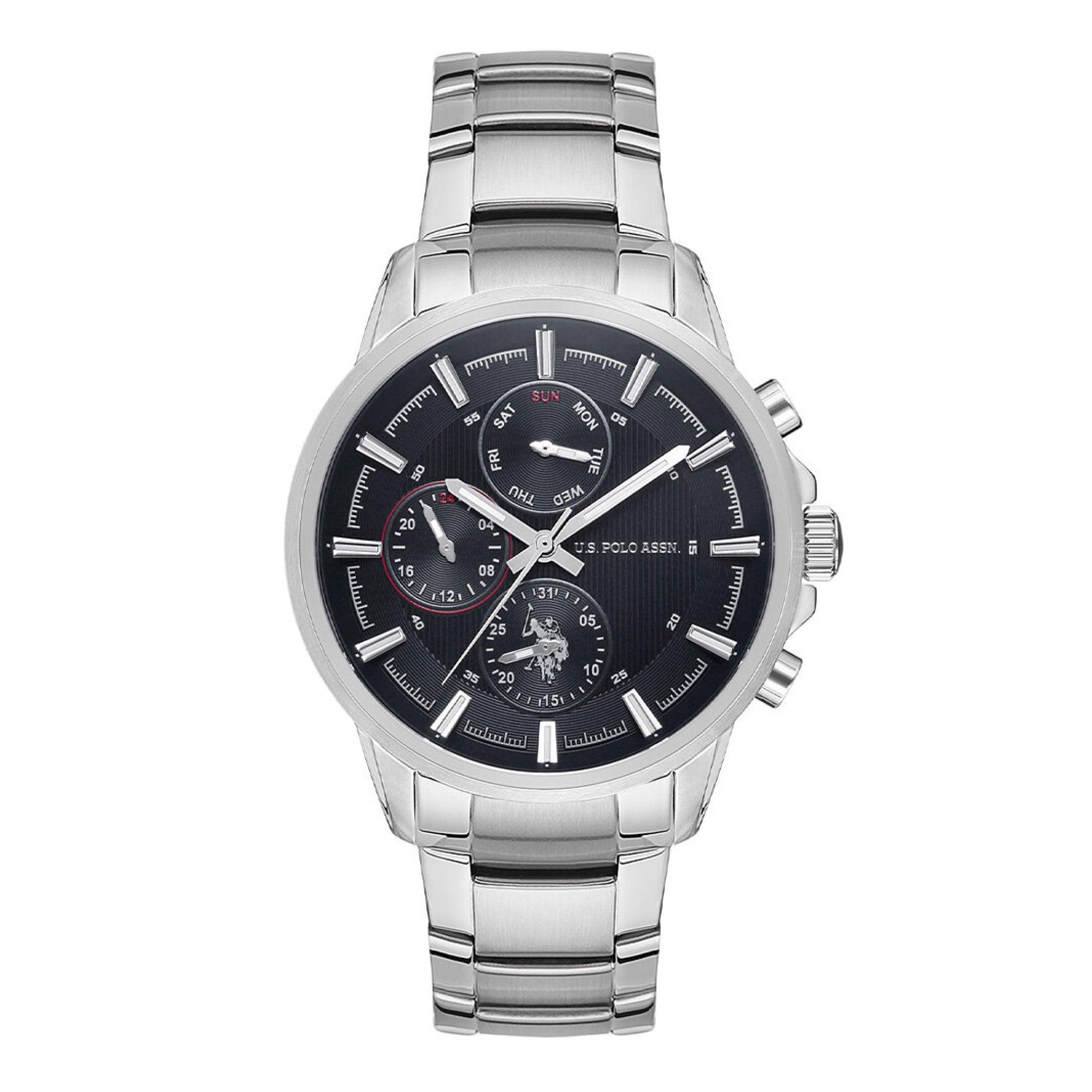 ساعة رجالية ستانلس ستيل 44 مم فضي يو إس بولو أسسن Us Polo Men's Silver Stainless Steel Wristwatch