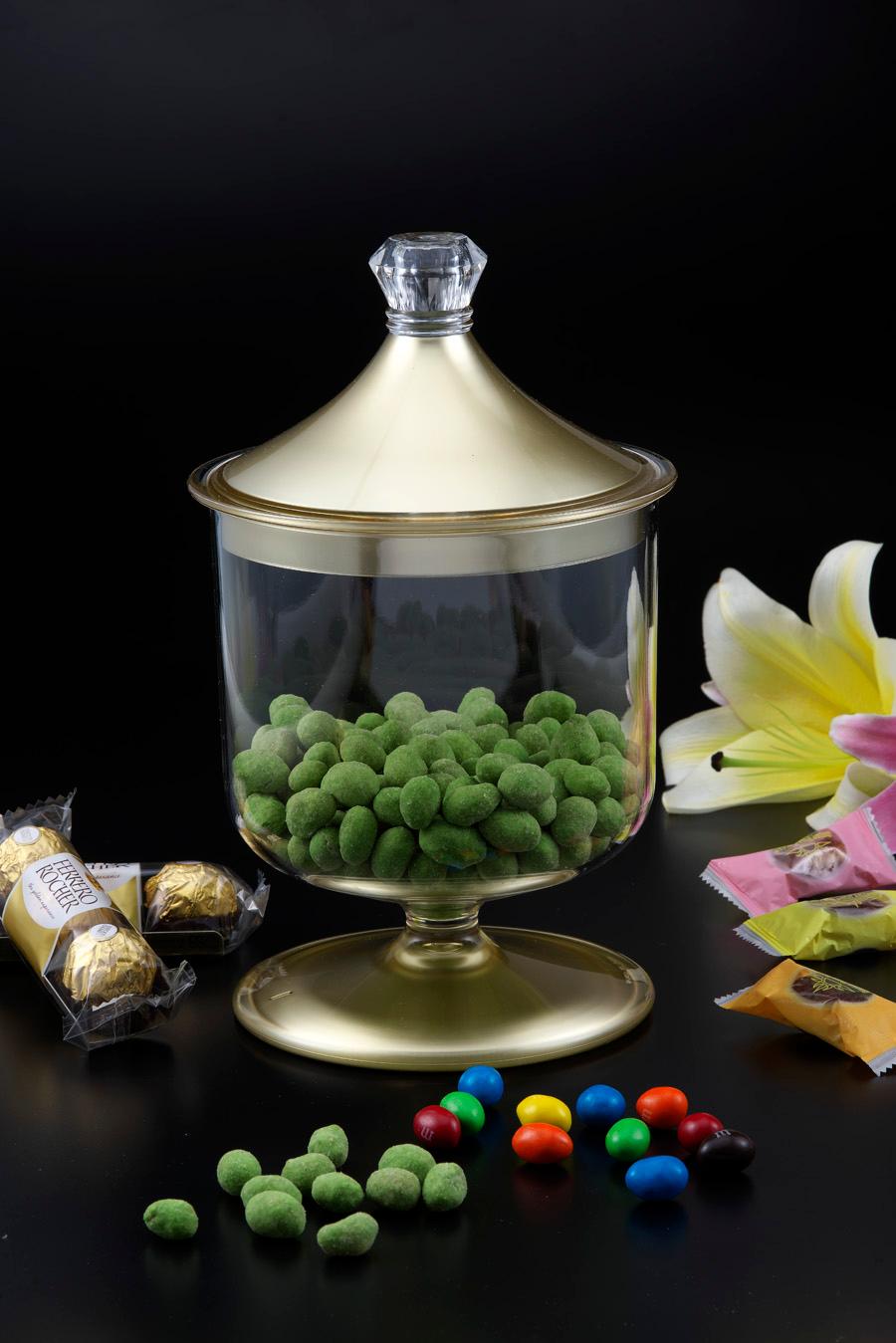 كاندي بوكس أكريليك لارج صناعة تايوان شفاف وذهبي ڤاج Vague Acrylic Candy Jar L Gold Transparent Acrylic