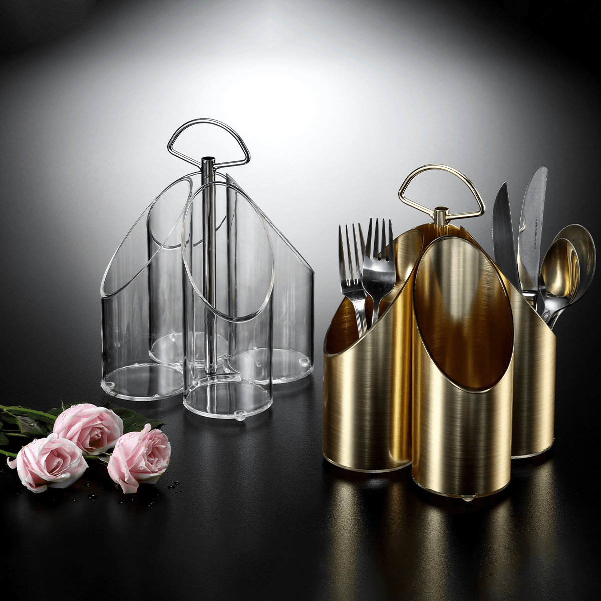 Vague Acrylic Cutlery Holder Golden