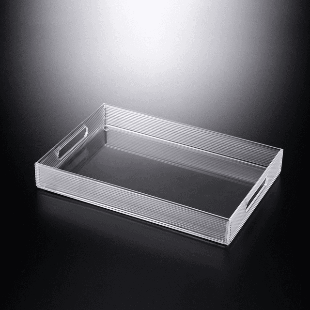 Vague Acrylic Serving Tray 43 cm x 30.5 cm Silver Silver Transparent Acrylic - SW1hZ2U6MTg2NDM4NQ==